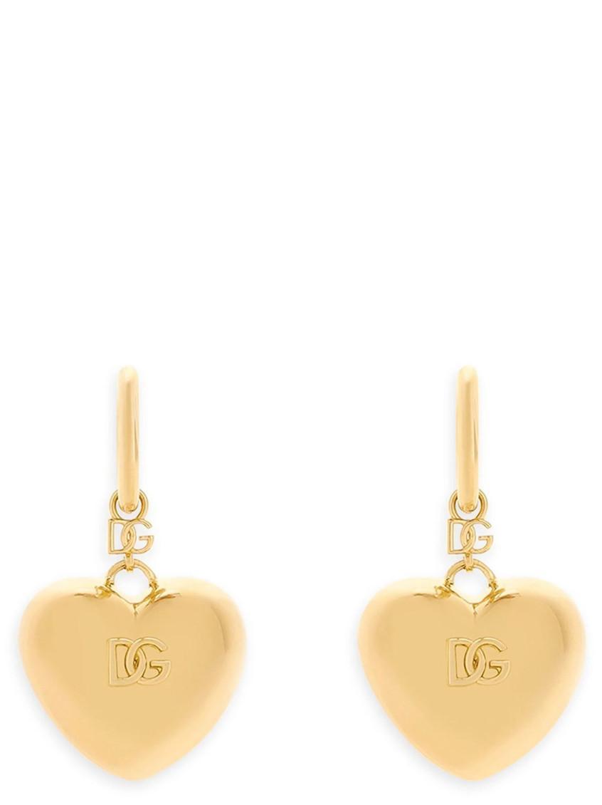 DOLCE & GABBANA Golden Logo Heart Drop Earrings Product Image