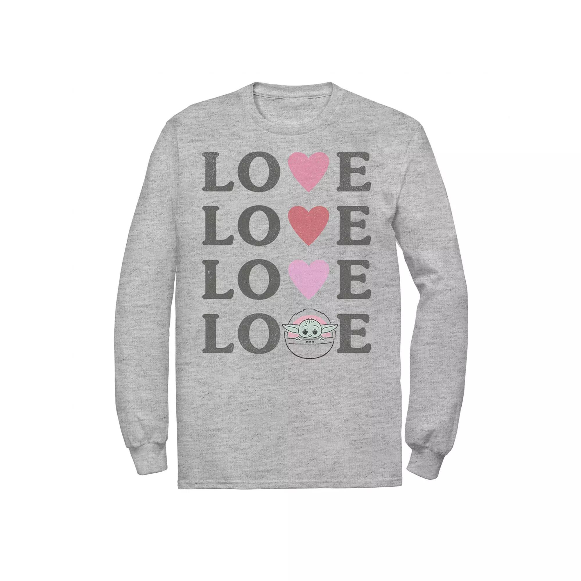 Men's Star Wars The Mandalorian The Child Love Text Stack Tee,  Product Image