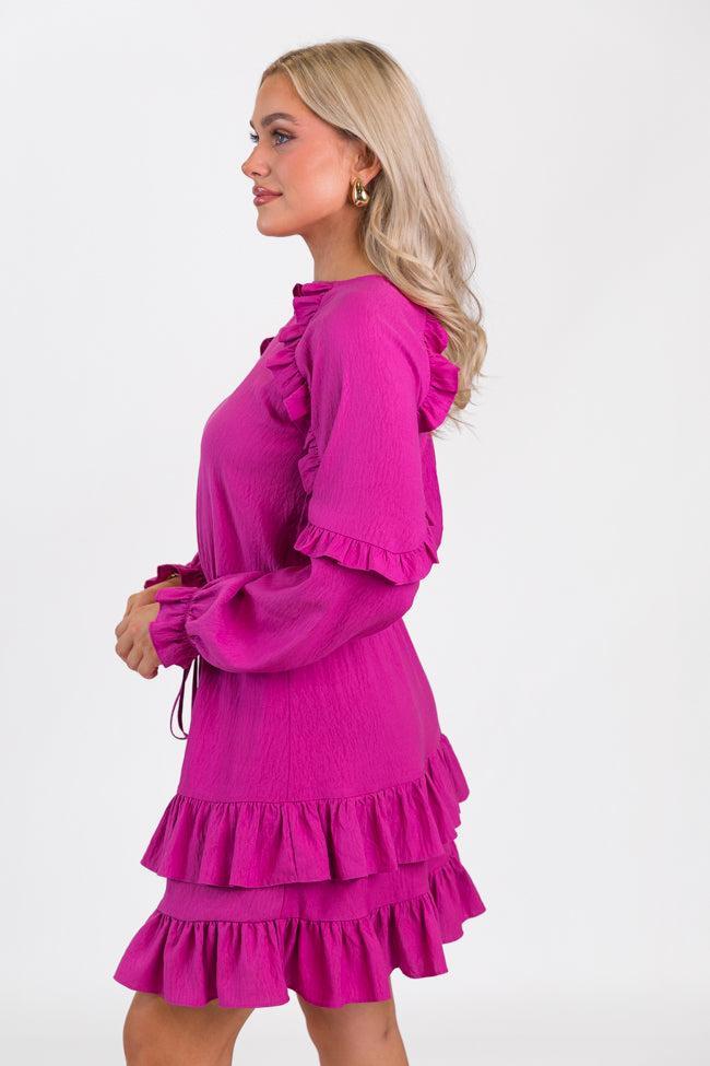 Pinch Me Pink Ruffle Detail Mini Dress FINAL SALE Product Image