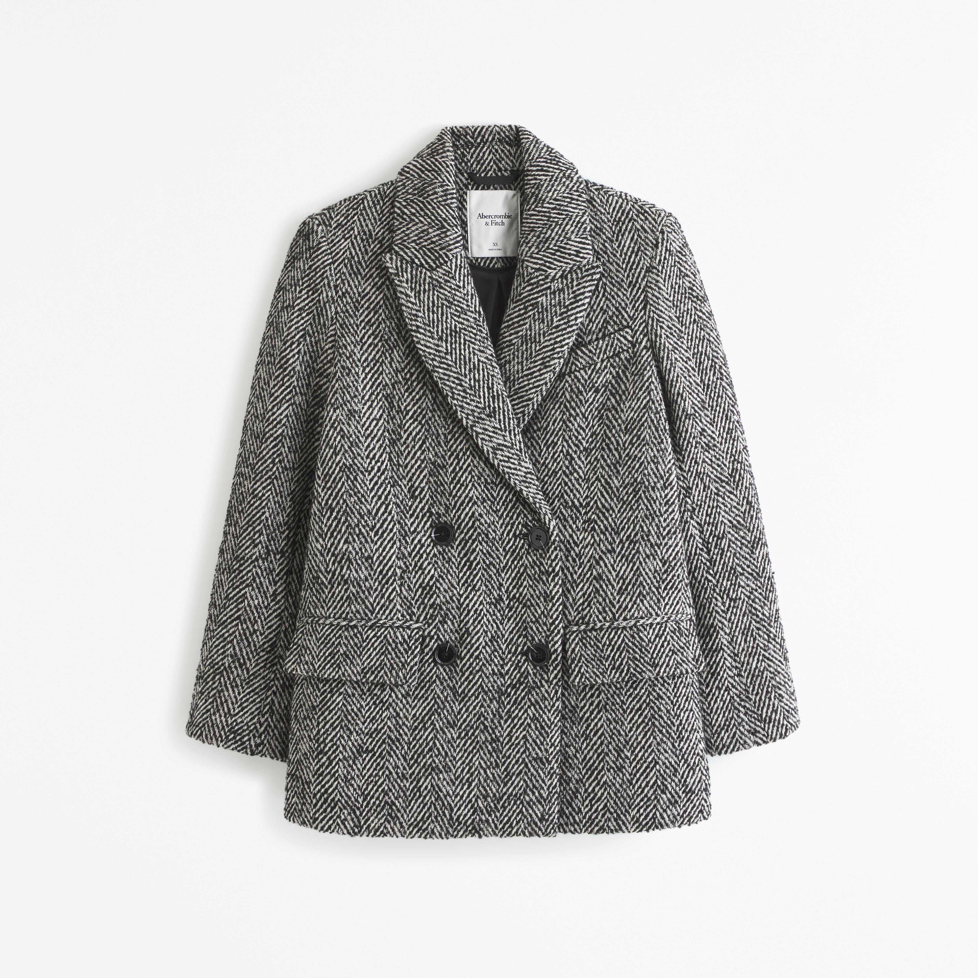 Wool-Blend Double-Breasted Mid Coat Product Image