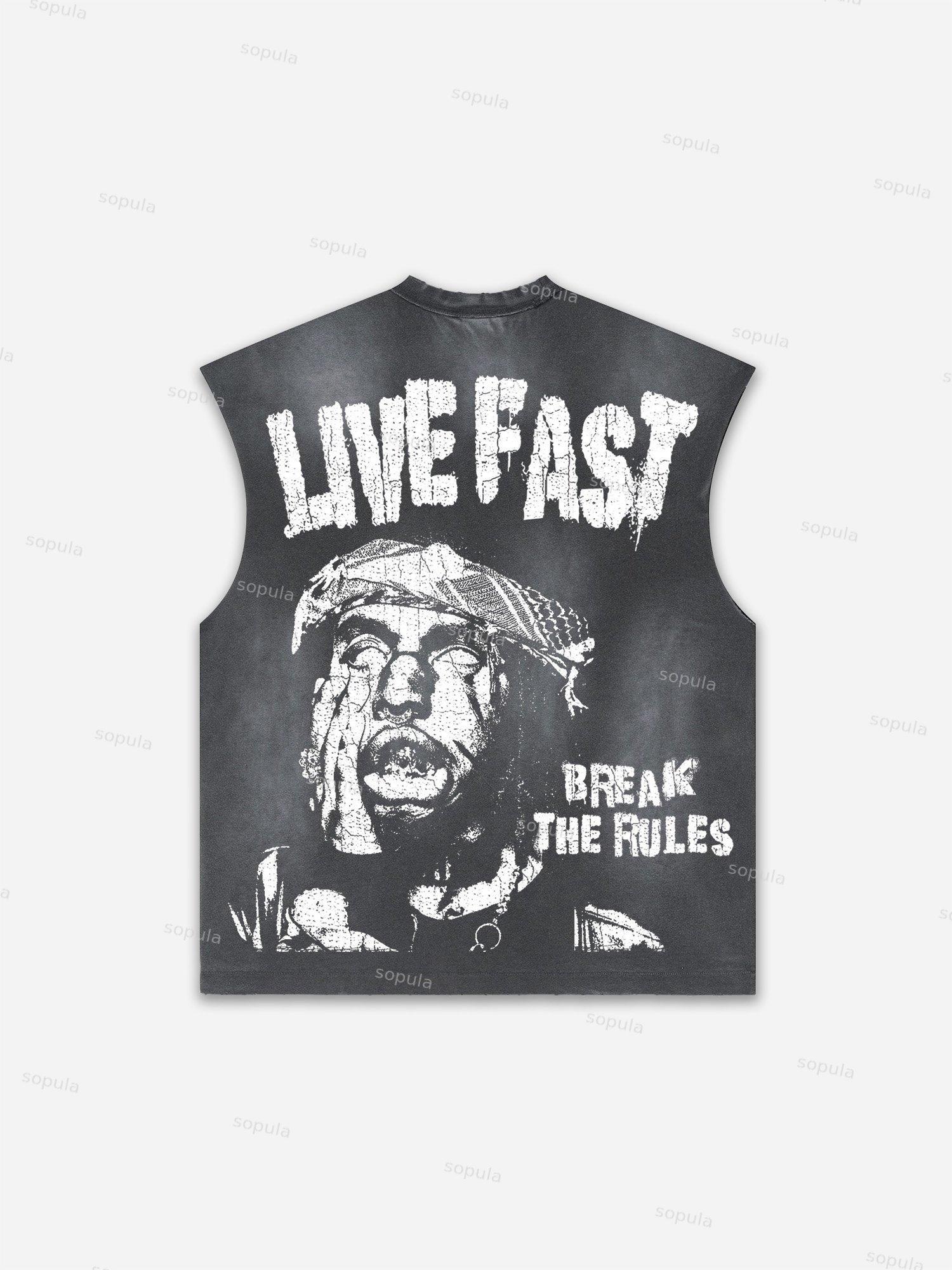 Captivity Live Free Or Die Print Distressed Tank Top Product Image