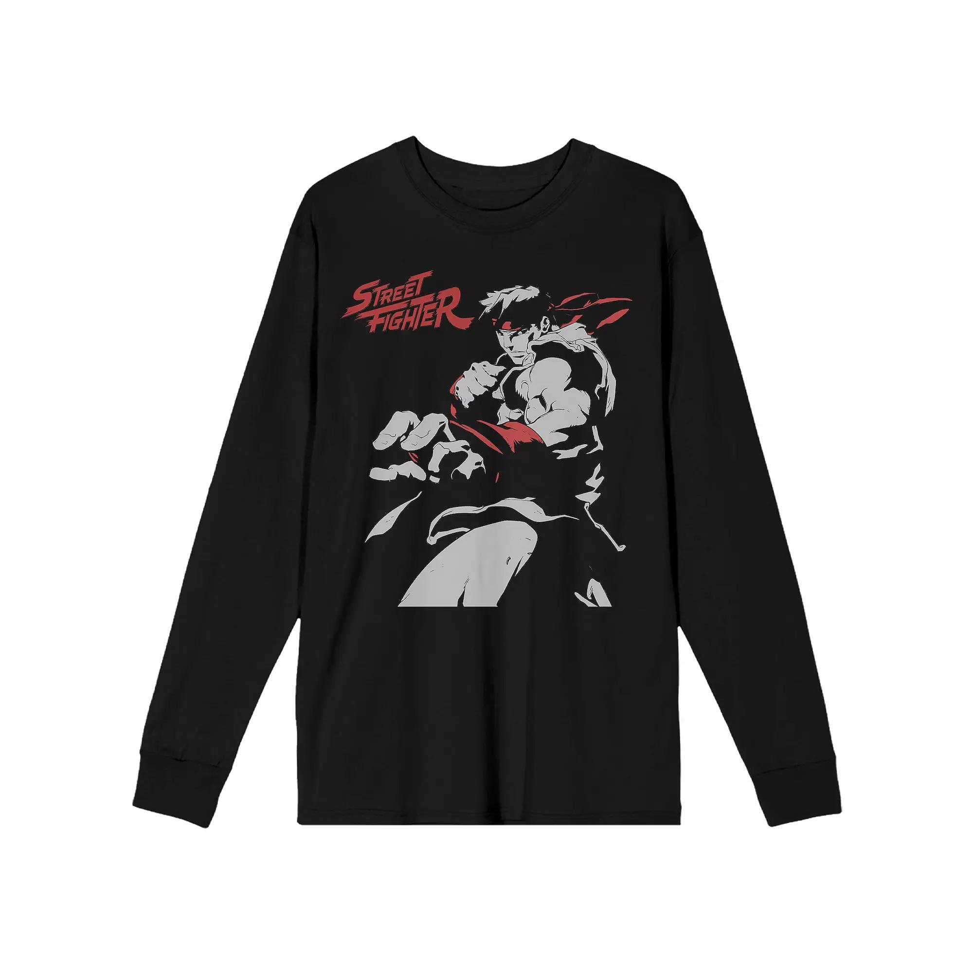 Men's Street Fighter Ryu Long Sleeve Graphic Tee, Size: Medium, White Product Image