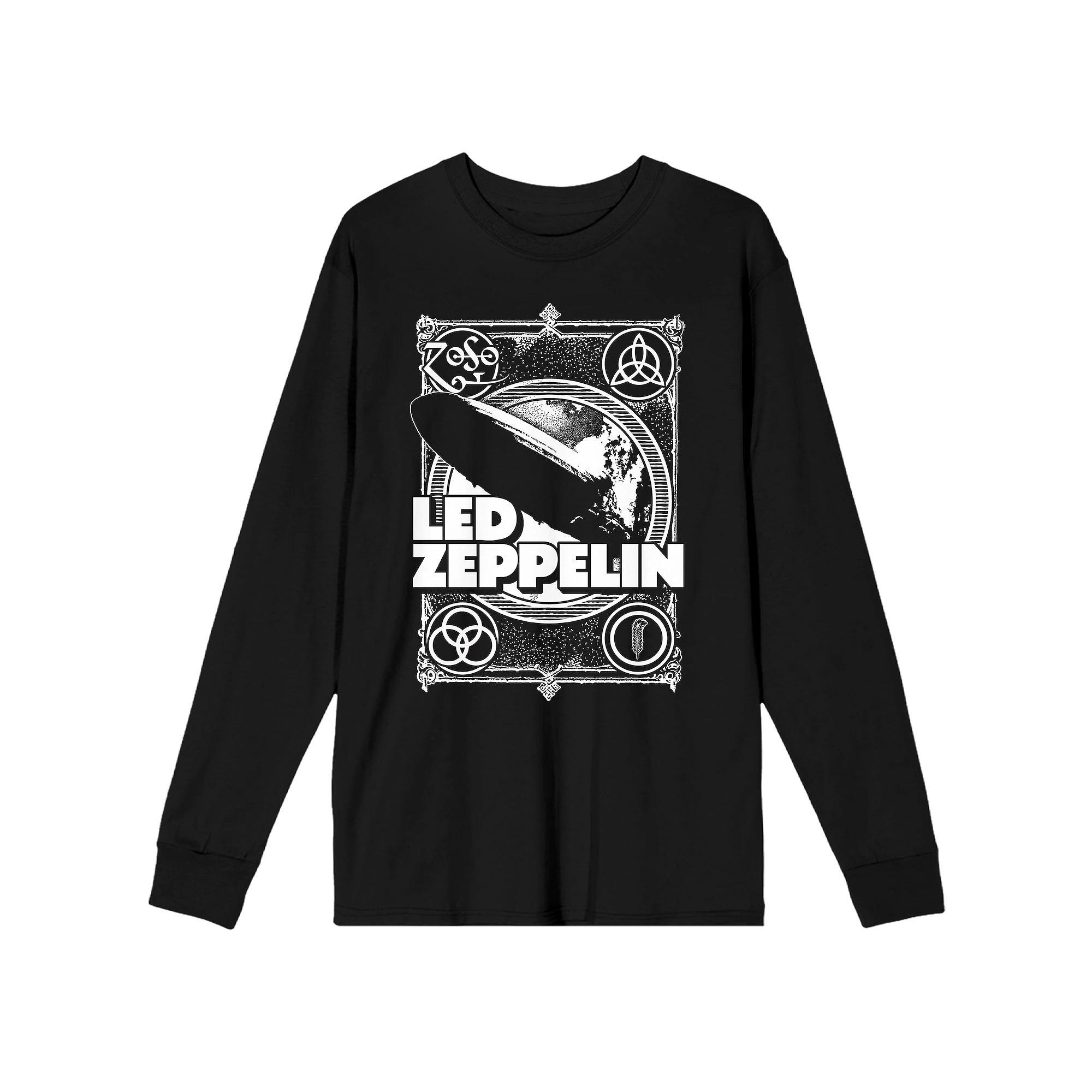 Men's Led Zeppelin Burning Blimp Logo Long Sleeve Graphic Tee, Size: Small, Black Product Image