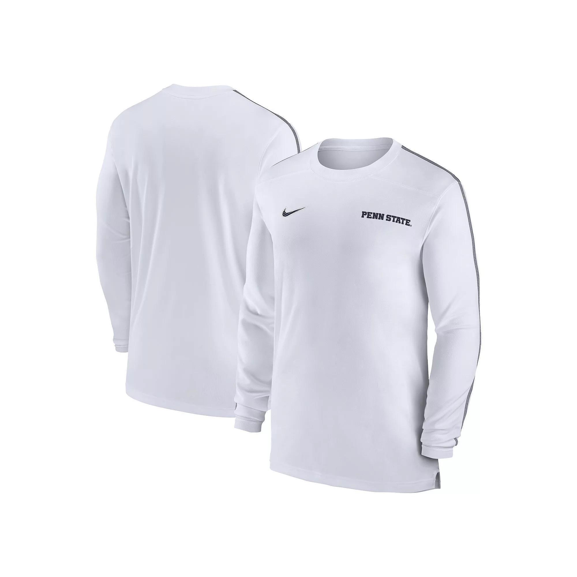 Men's Nike White Penn State Nittany Lions 2024 Sideline Coach UV Performance Long Sleeve T-Shirt, Size: Medium Product Image