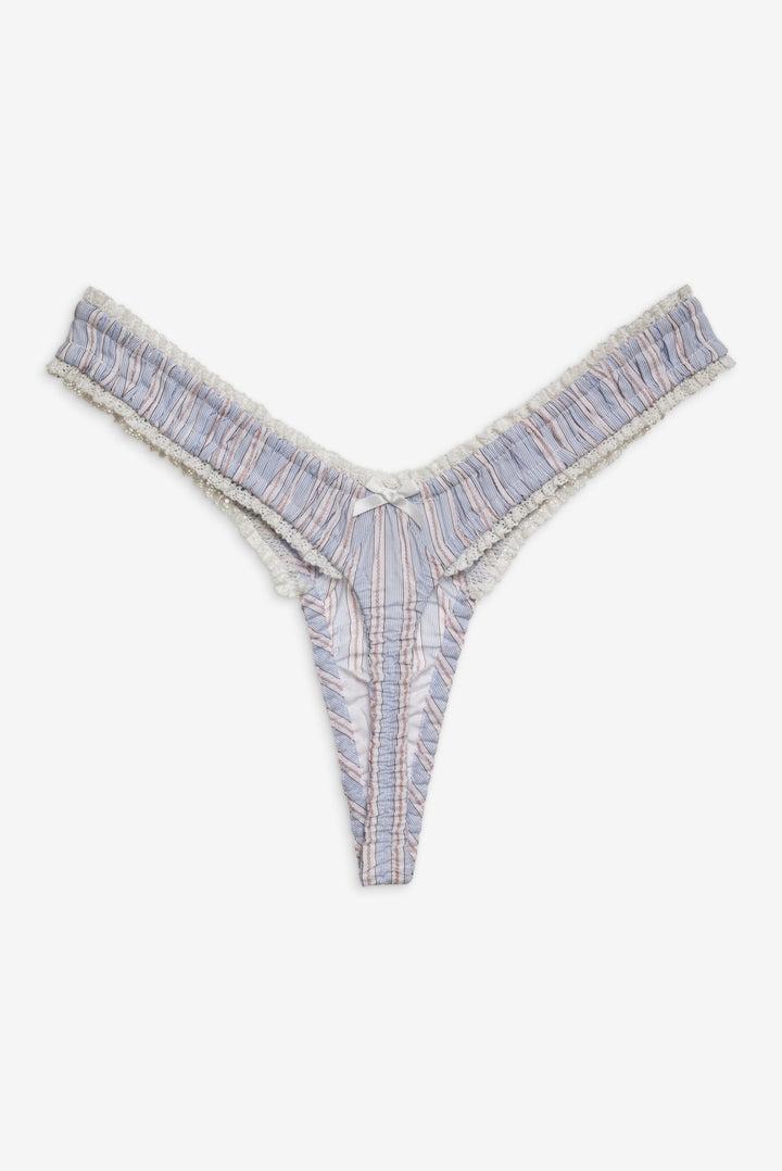 Lakeside Stripe Thong Panty — Blue Product Image
