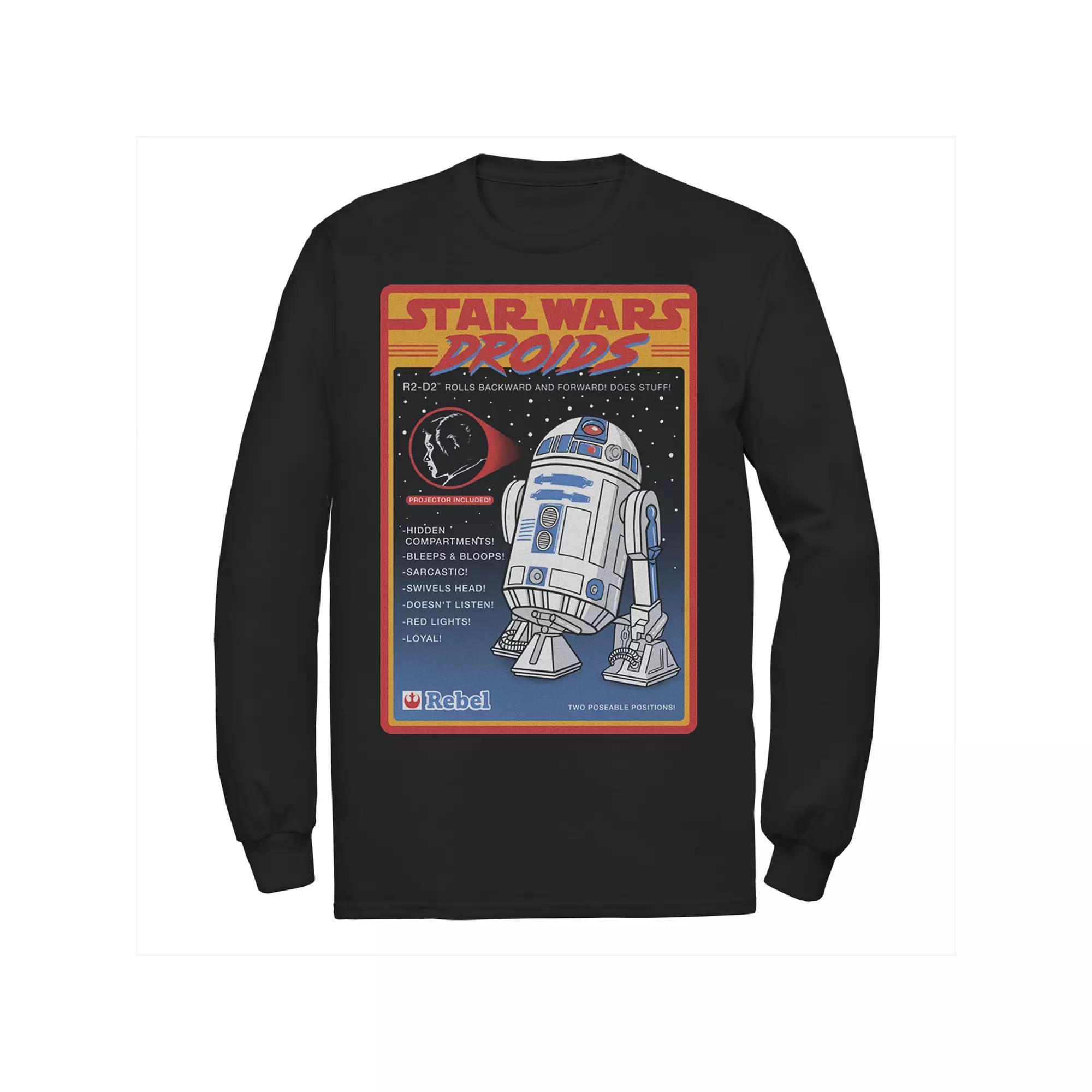 Men's Star Wars Droids R2-D2 Advertisement Poster Long Sleeve Graphic Tee, Size: XL, Black Product Image