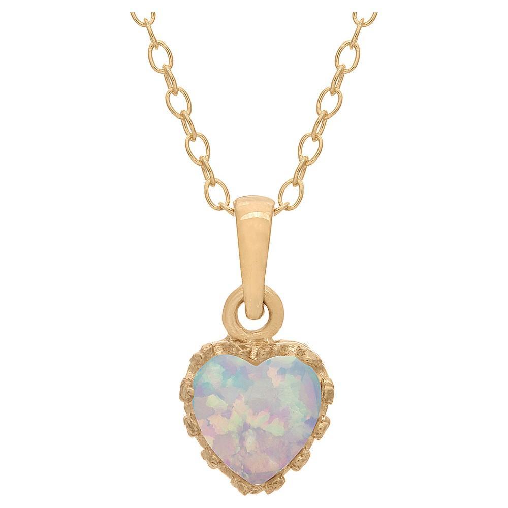 Designs by Gioelli 14k Gold Over Silver Lab-Created Opal Heart Crown Pendant, Womens White Product Image