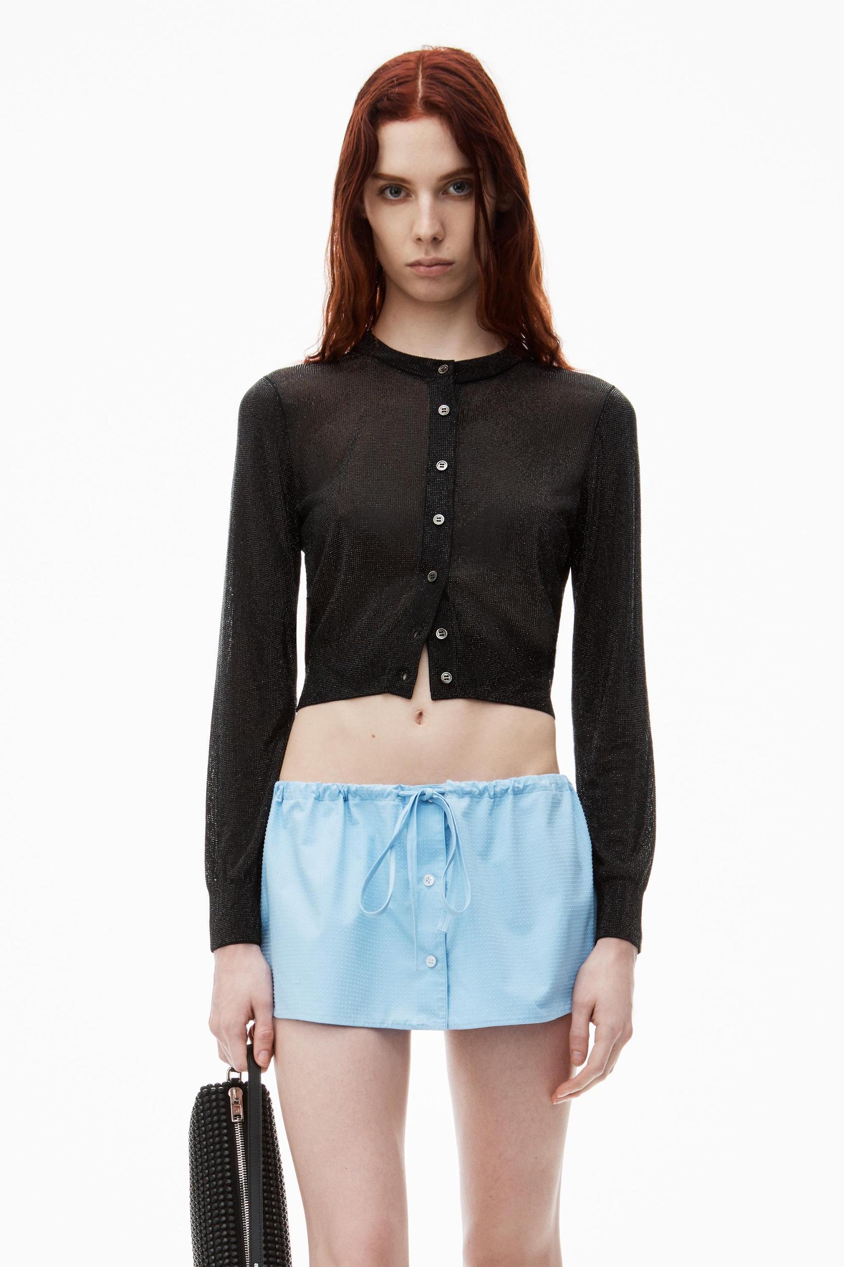 Cropped Cardigan In Clear Bead Hotfix Product Image