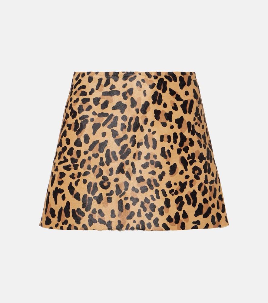 ALAÏA Leopard-print Leather Miniskirt In Brown Product Image