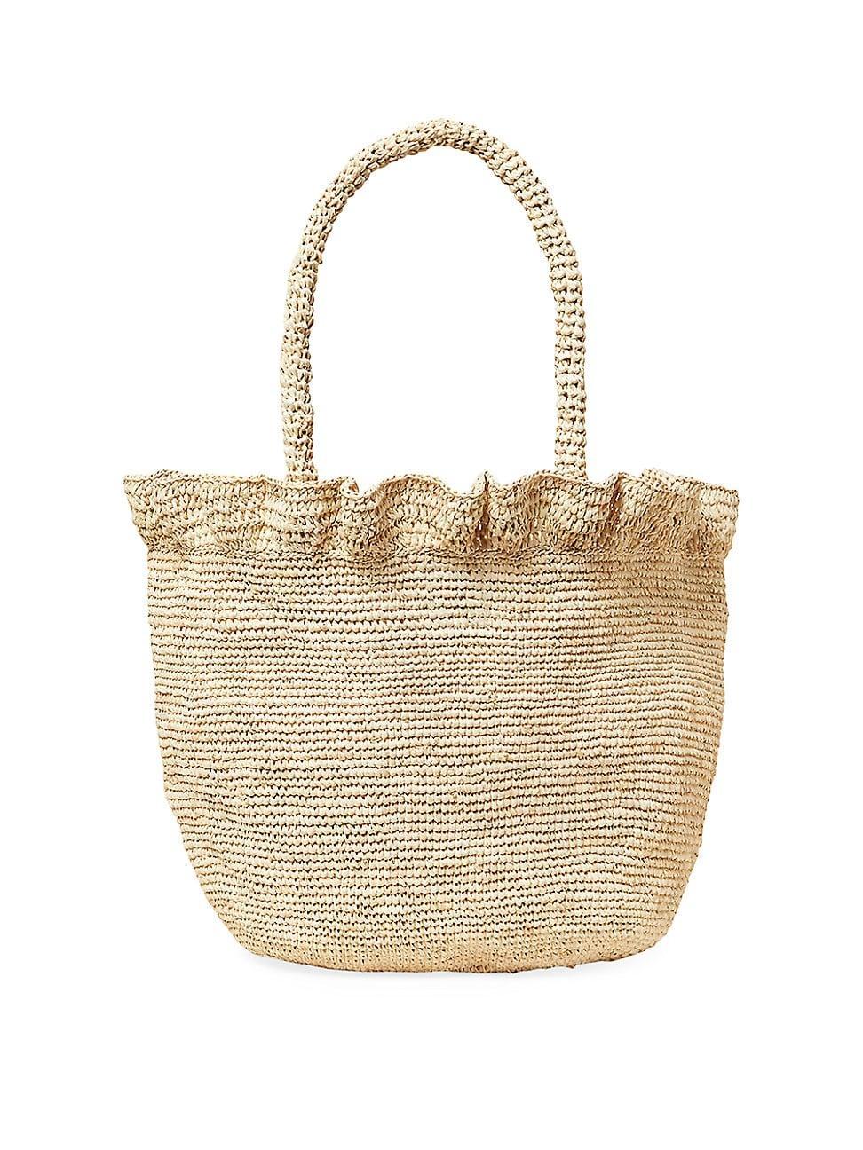 Cyrus Ruffled Raffia Tote Bag Product Image