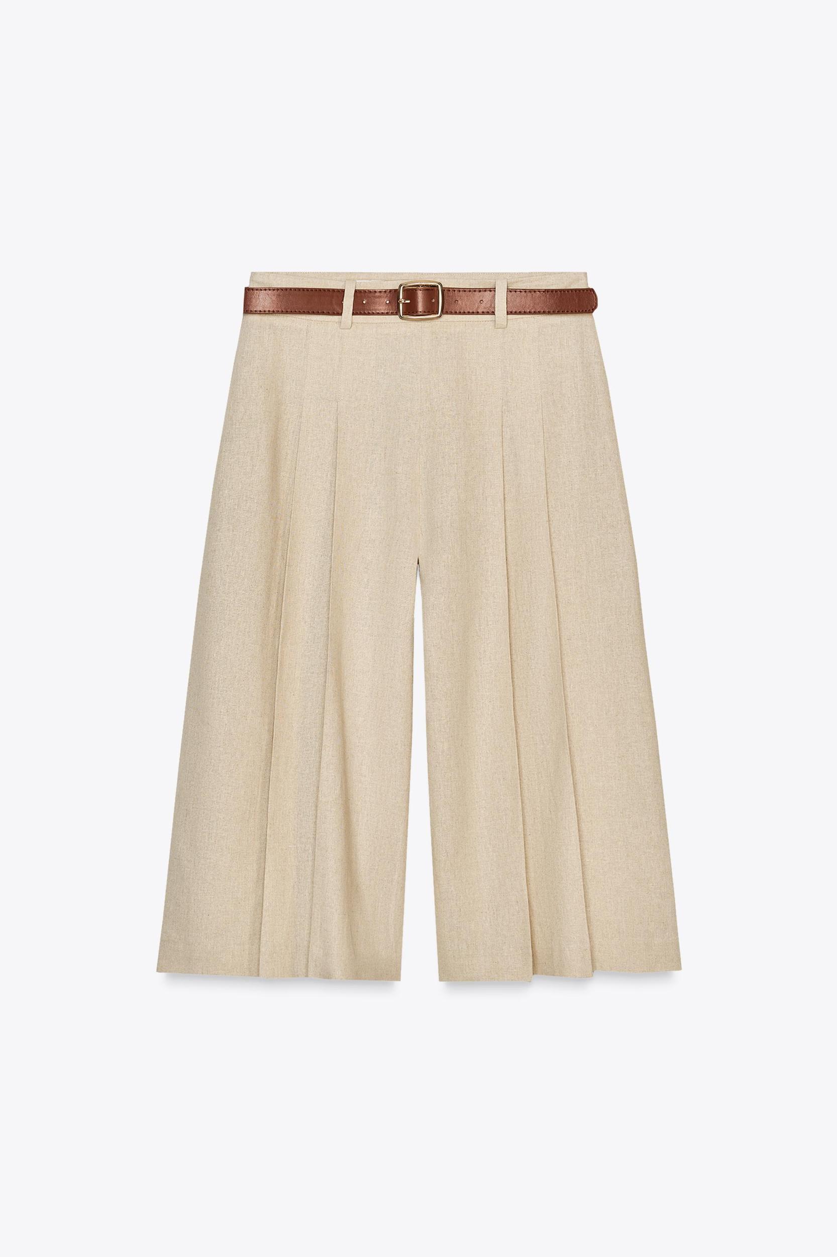 BELTED LINEN LONG SHORTS Product Image