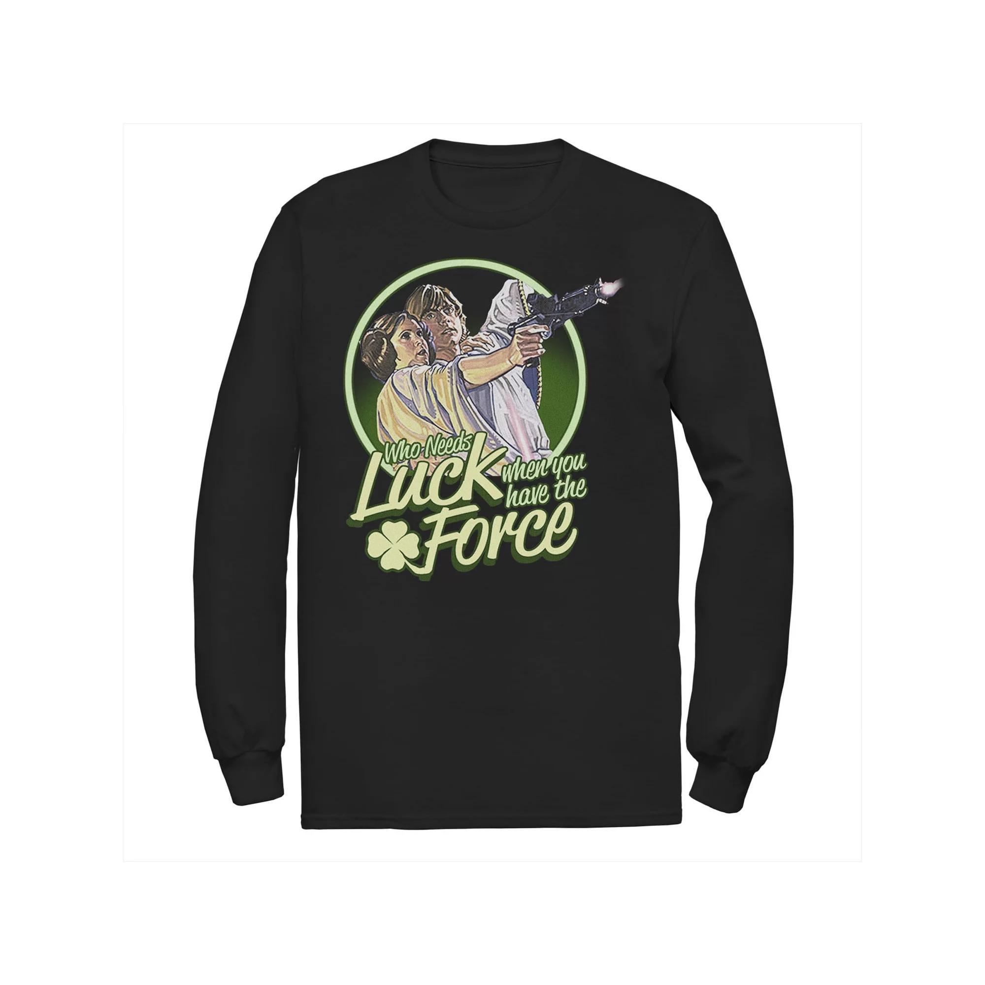 Men's Star Wars Who Needs Luck St. Patrick's Retro Tee,  Product Image