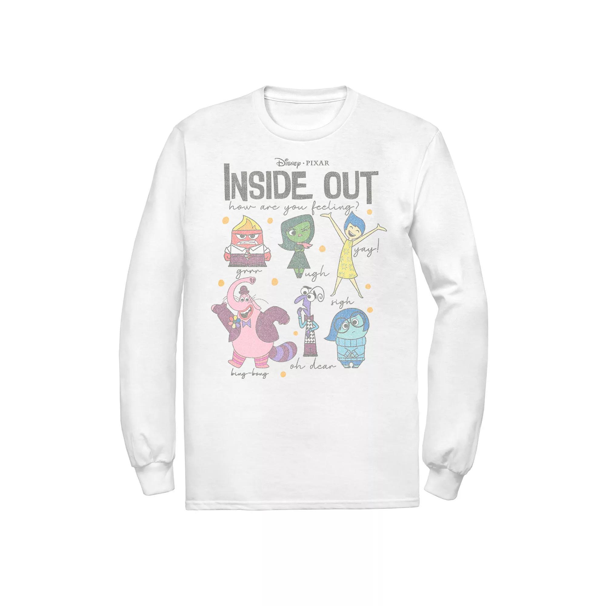 Disney / Pixar's Inside Out Men's How Are You Feeling Group Shot Long Sleeve Tee, Size: 3XL, White Product Image