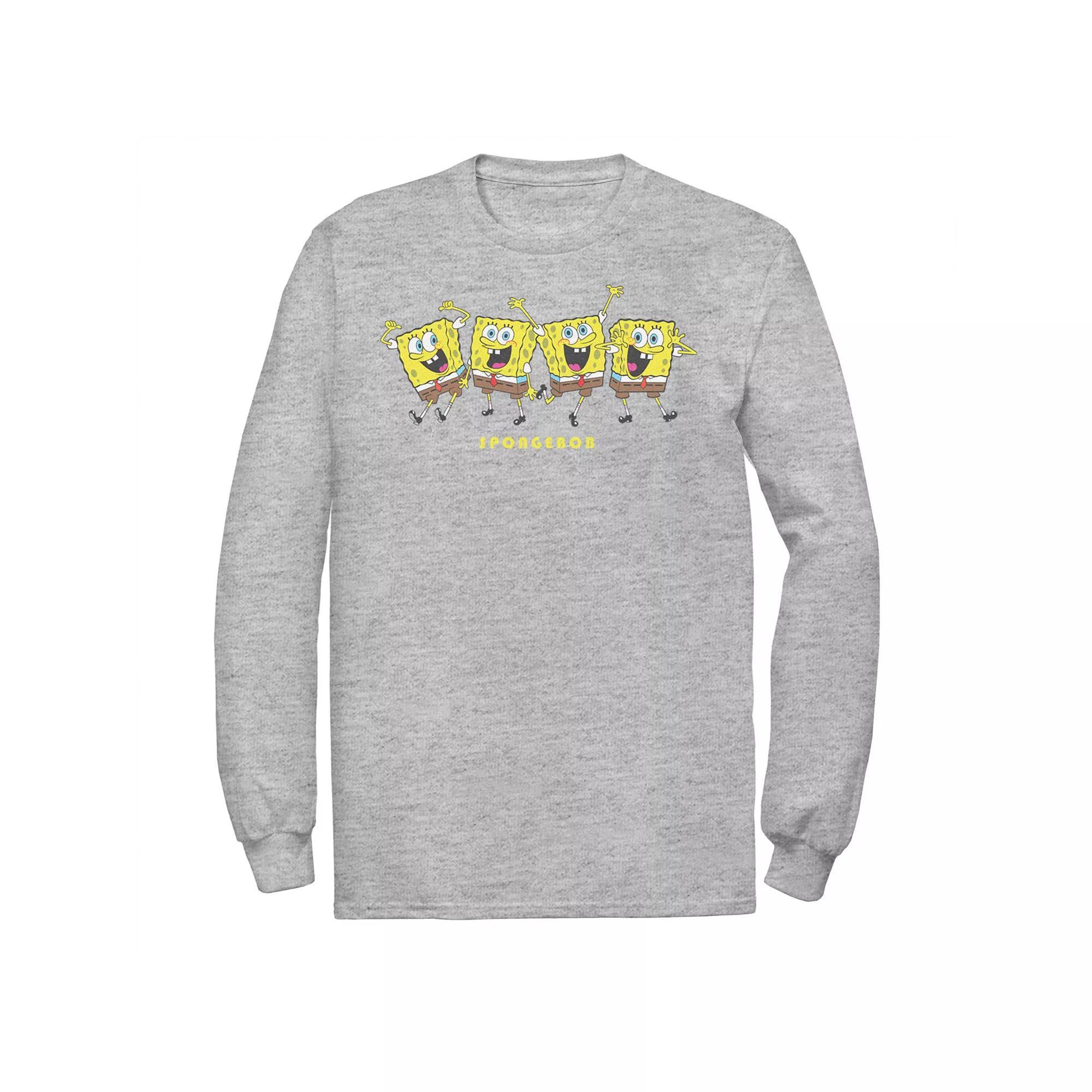 Men's SpongeBob SquarePants Happy Poses Line Up Tee, Size: Medium, Athletic Grey Product Image