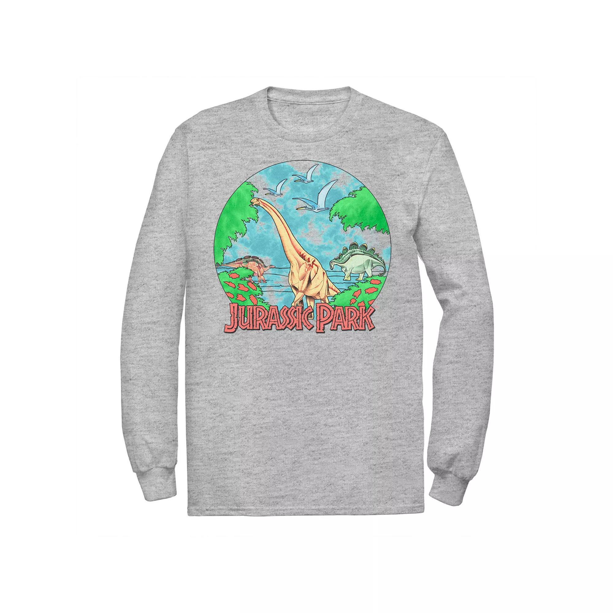 Men's Jurassic Park Retro Globe Watercolor Scene Tee,  Product Image