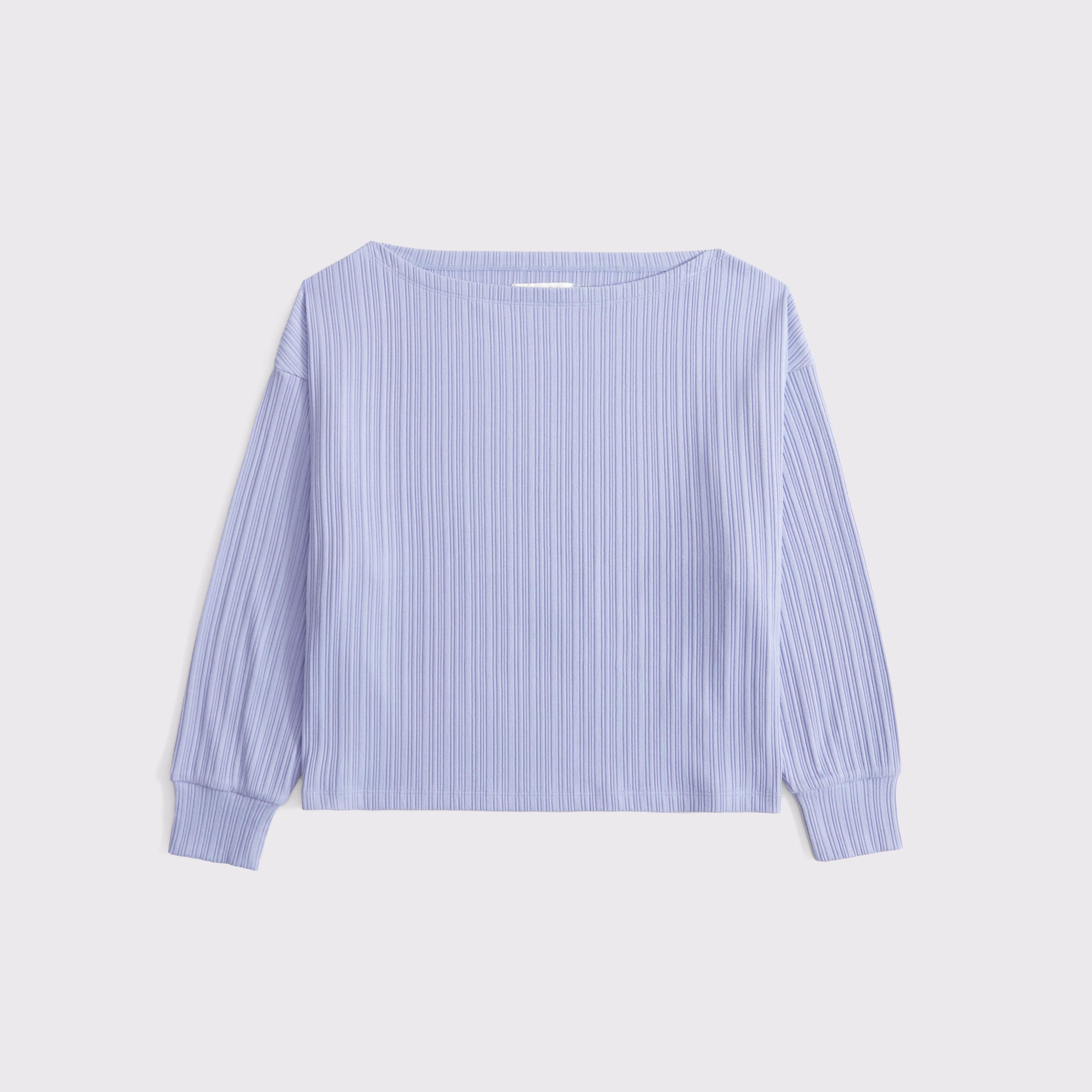 Long-Sleeve Lounge Wide Rib Slash Top Product Image