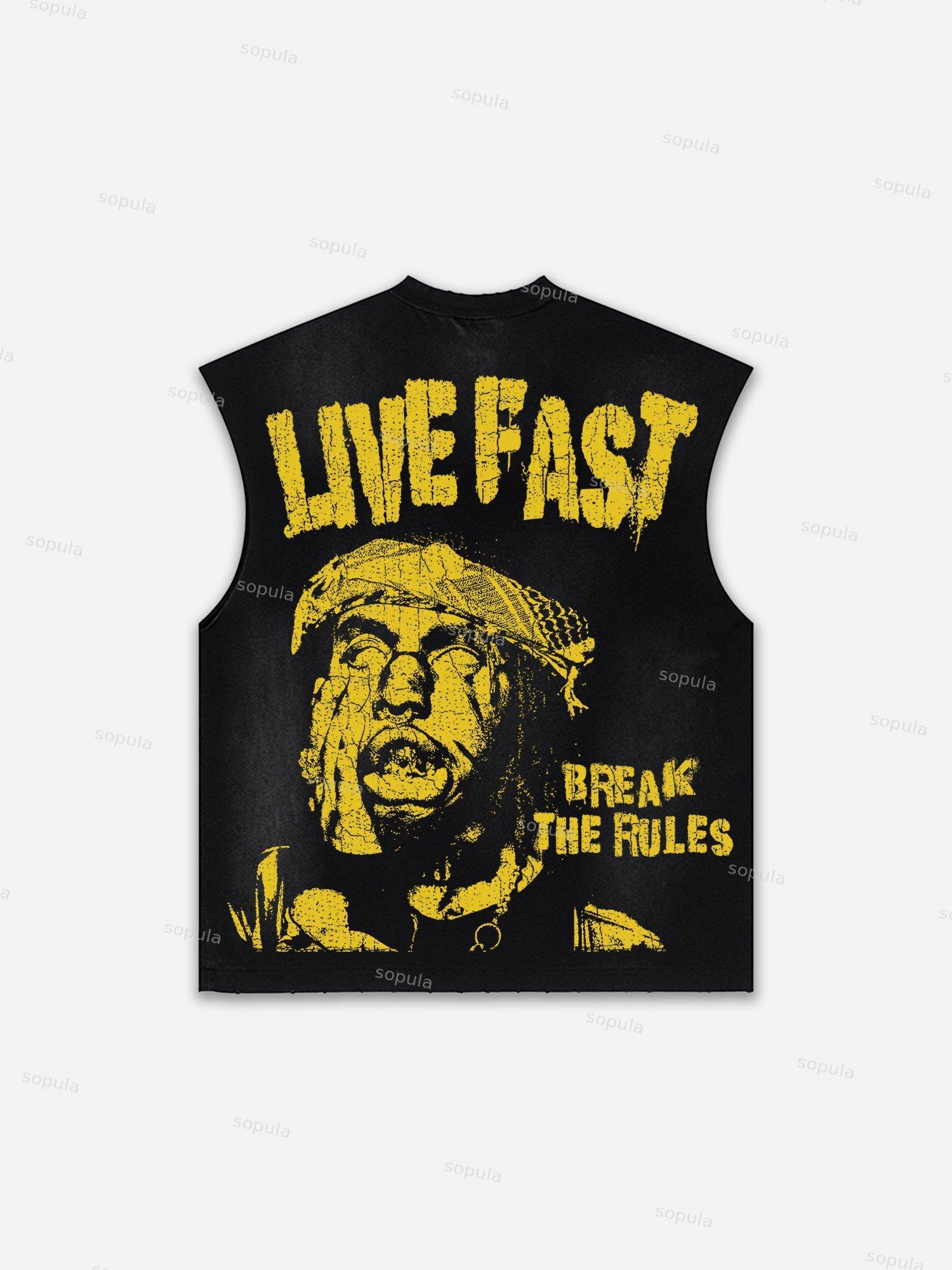 Captivity Live Free Or Die Print Distressed Tank Top Product Image