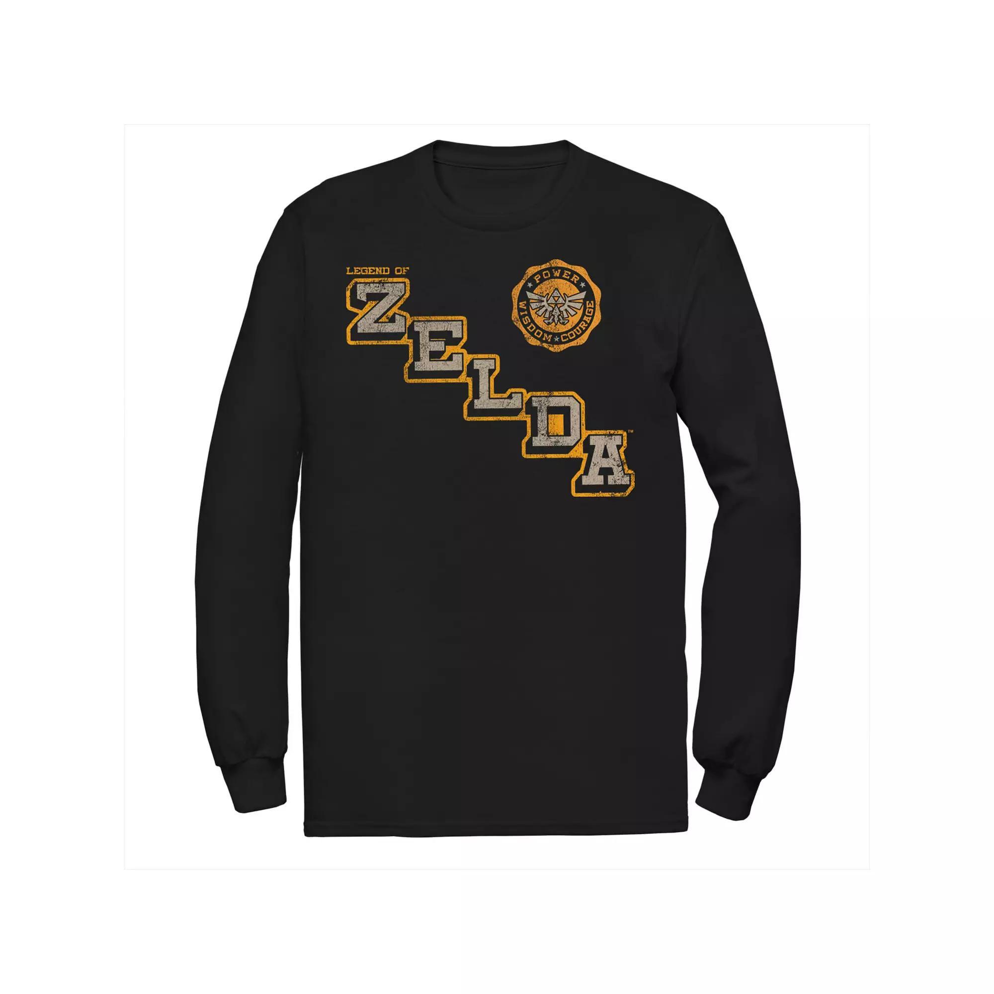 Men's The Legend Of Zelda Collegiate Style Logo Long Sleeve Tee,  Product Image