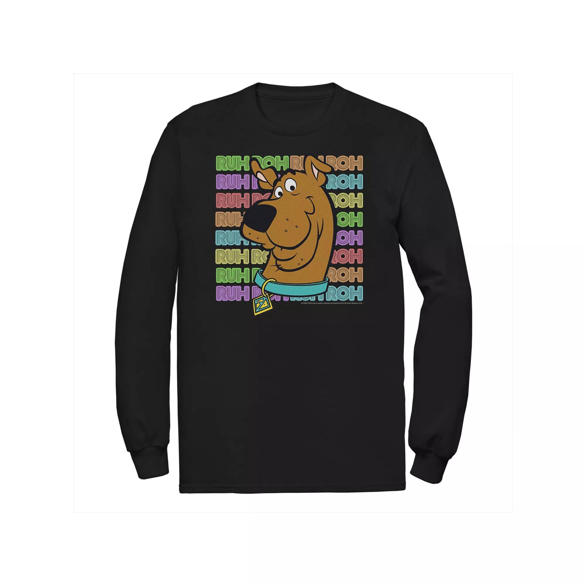 Big & Tall Scooby-Doo Ruh-Roh Neon Text Stack Long Sleeve Graphic Tee, Men's,  Product Image