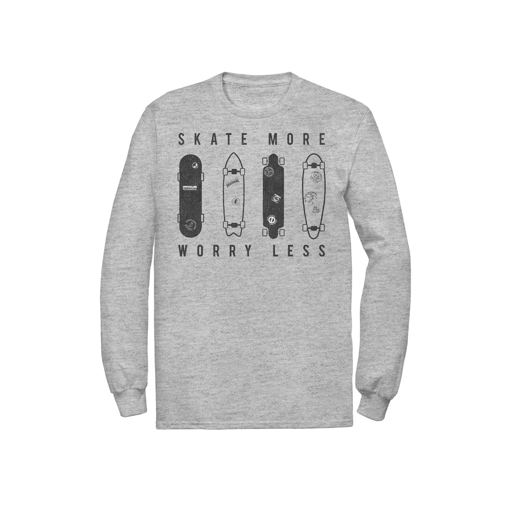 Men's Skate More Worry Less Skateboard Lineup Sketch Tee,  Product Image