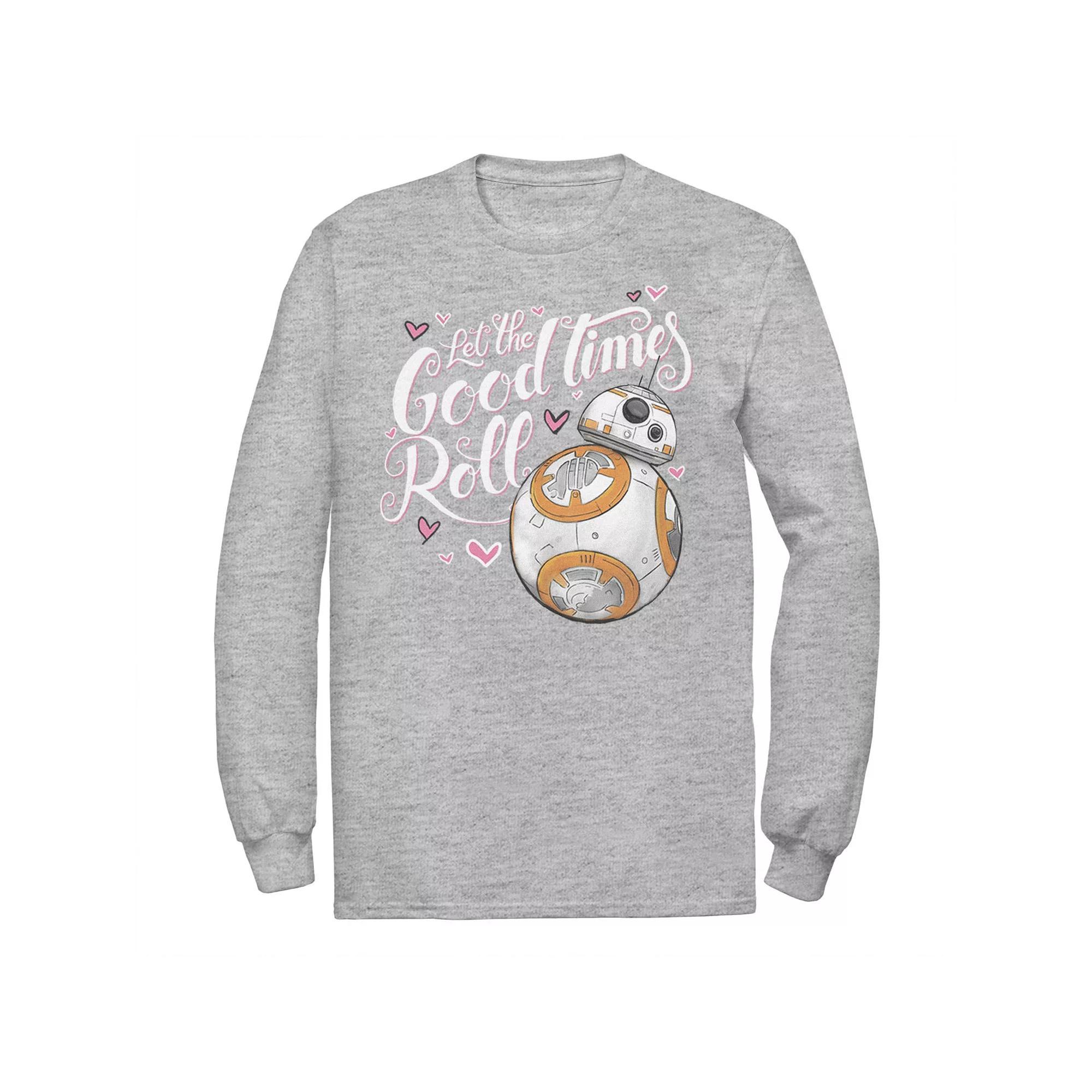 Men's Star Wars Valentine's Day BB-8 "Let The Good Times Roll" Hearts Tee, Size: Small, Athletic Grey Product Image