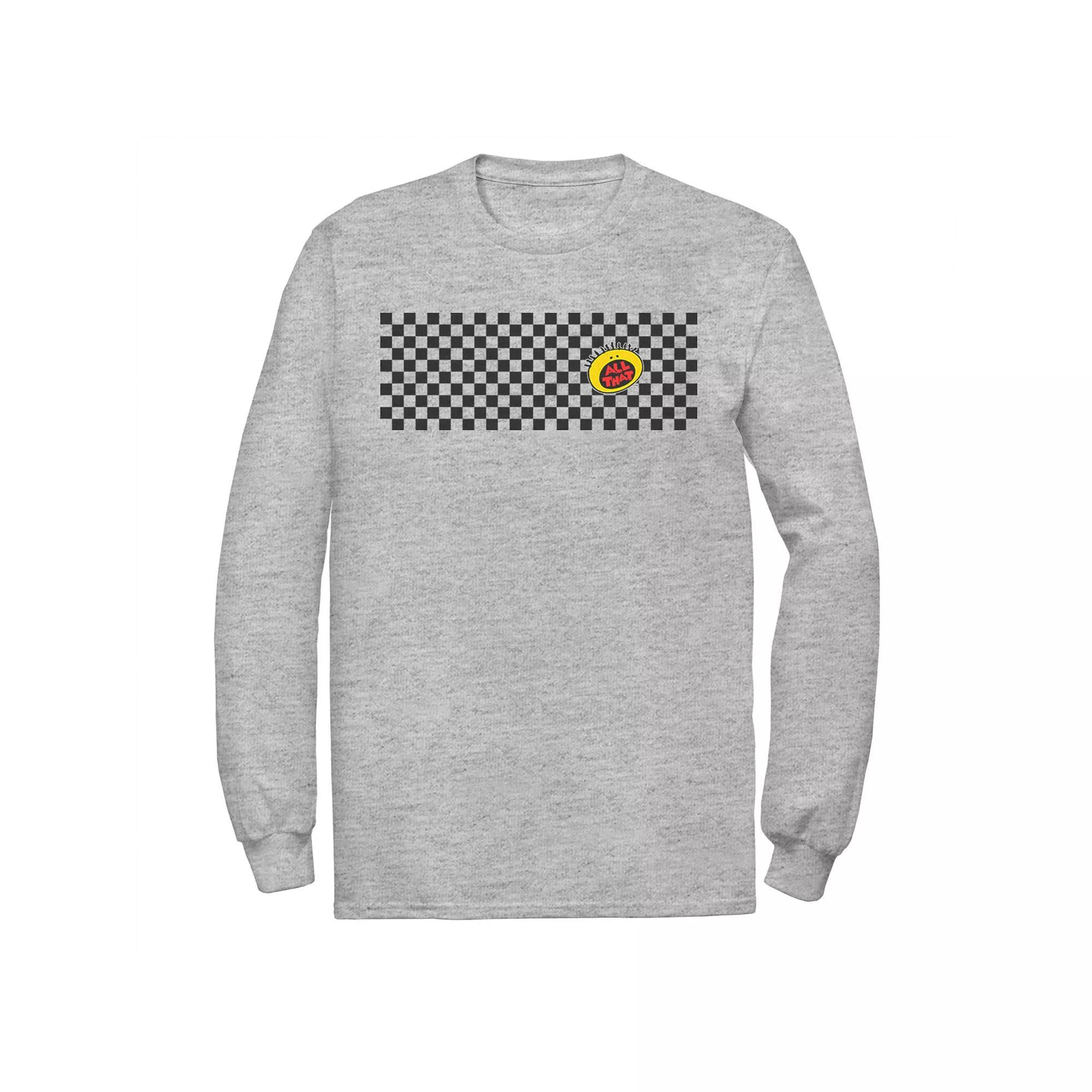 Mens Nickelodeon All That Left Chest Logo Paneled Checkers Tee Athletic Grey Product Image
