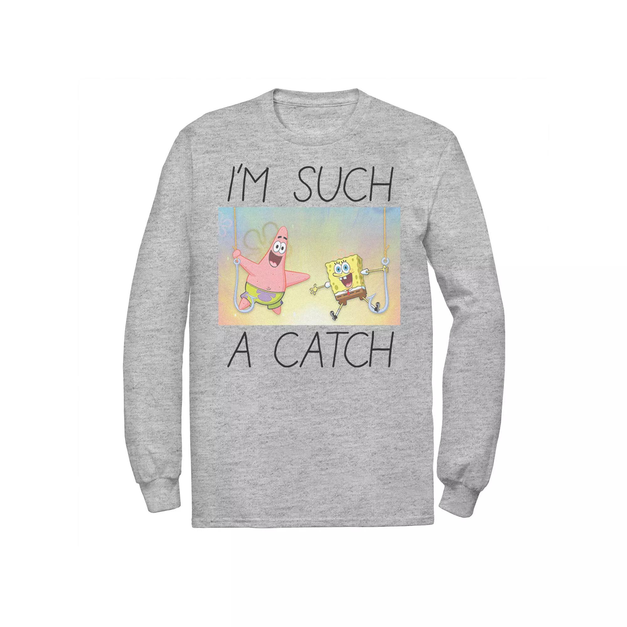 Men's Spongebob I'm Such A Catch Portrait Long Sleeve Tee,  Product Image