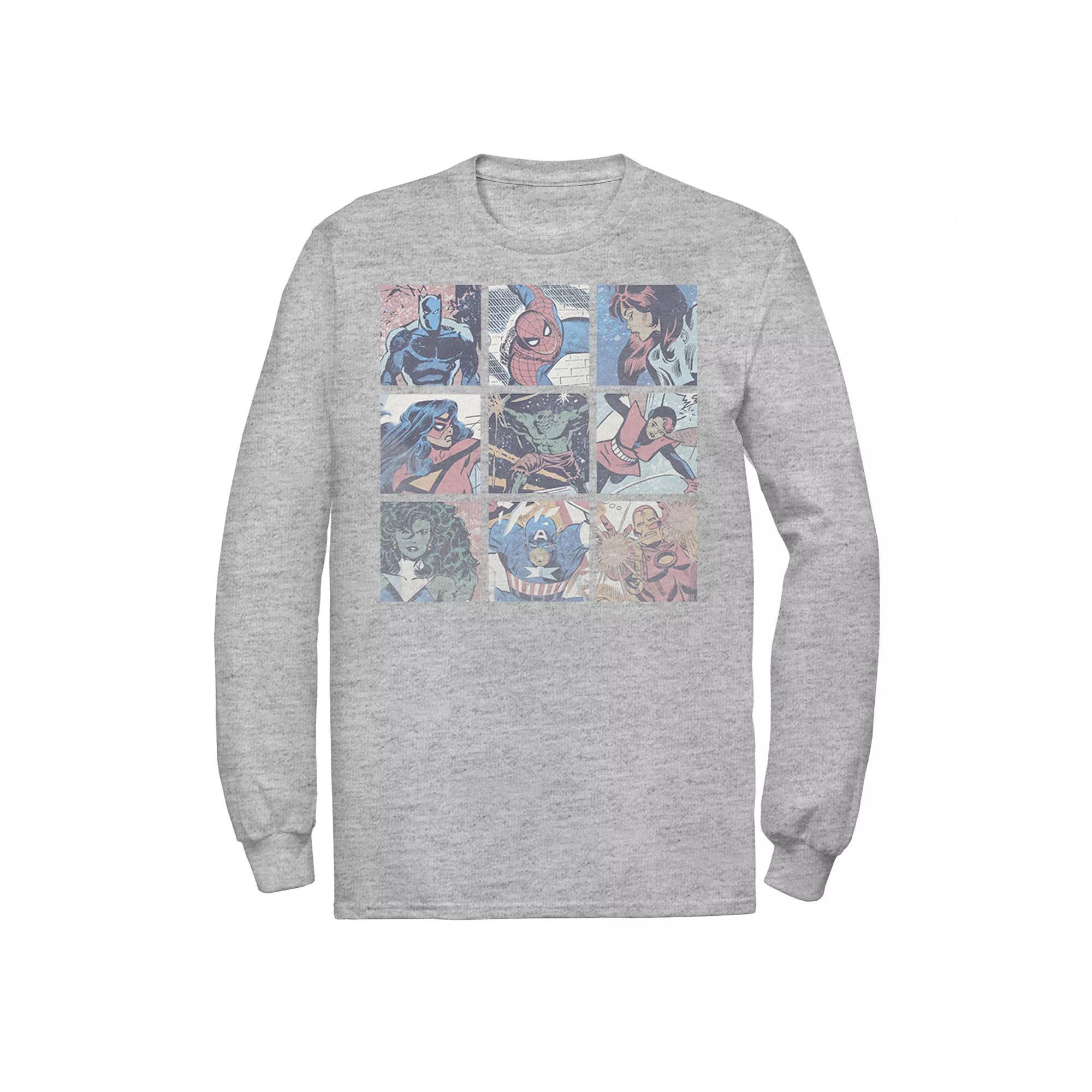 Men's Marvel Pastel Heroes Tee, Size: Small, Athletic Grey Product Image