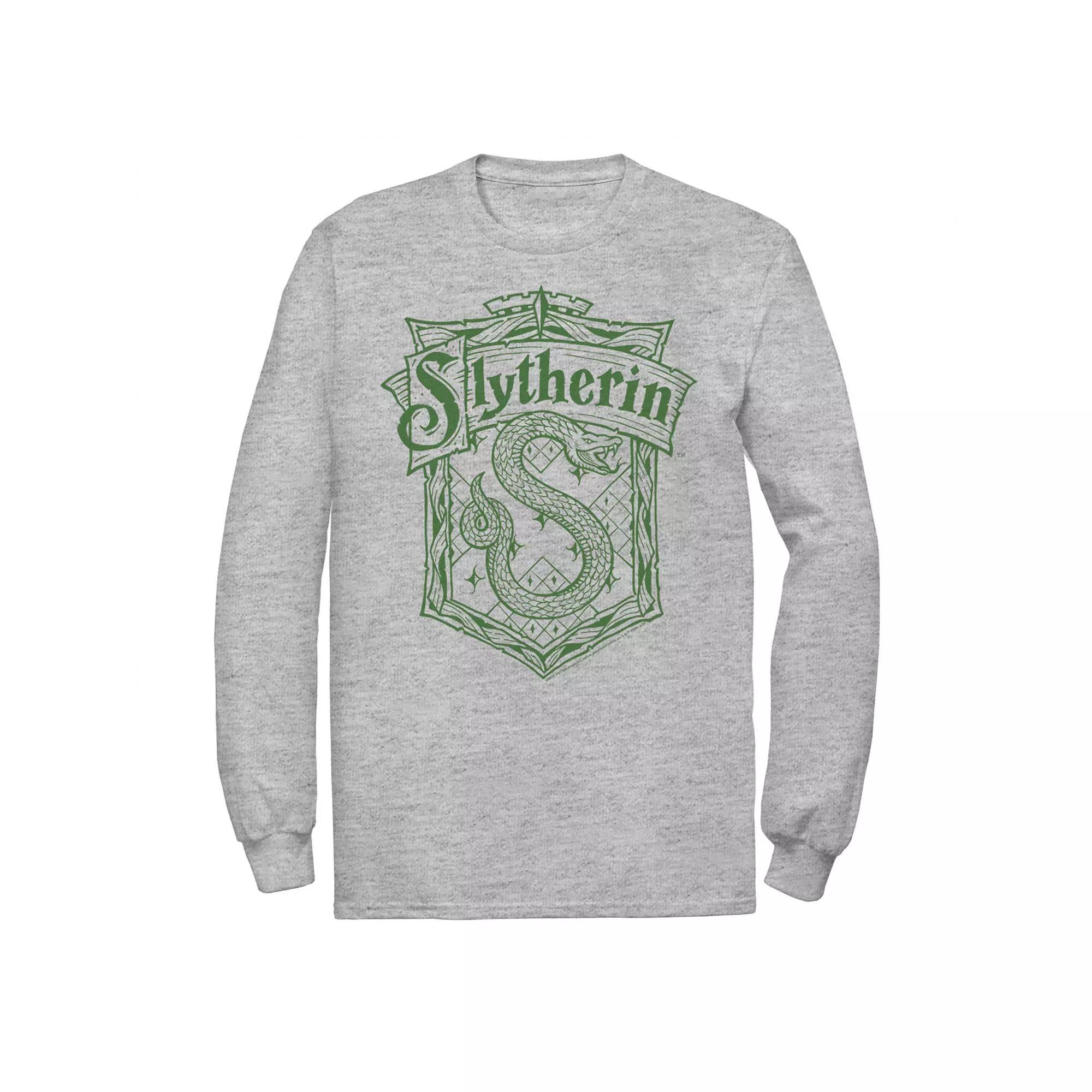 Men's Harry Potter Slytherin Detailed Crest Tee, Size: Small, Athletic Grey Product Image