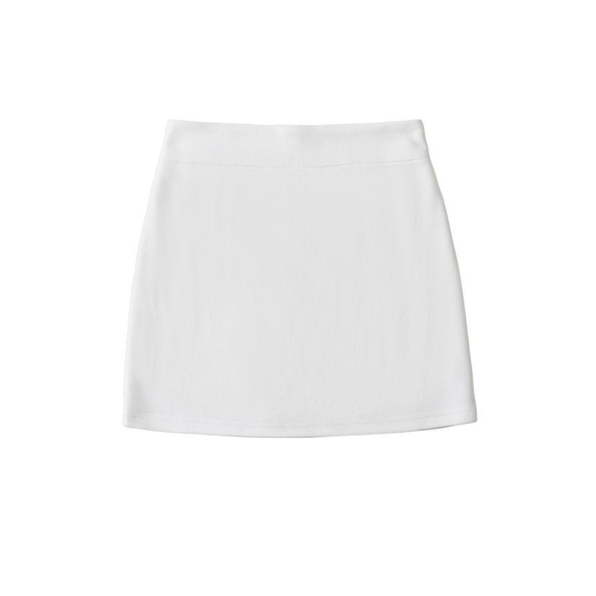 High Waist Plain Mini Pencil Skirt Product Image