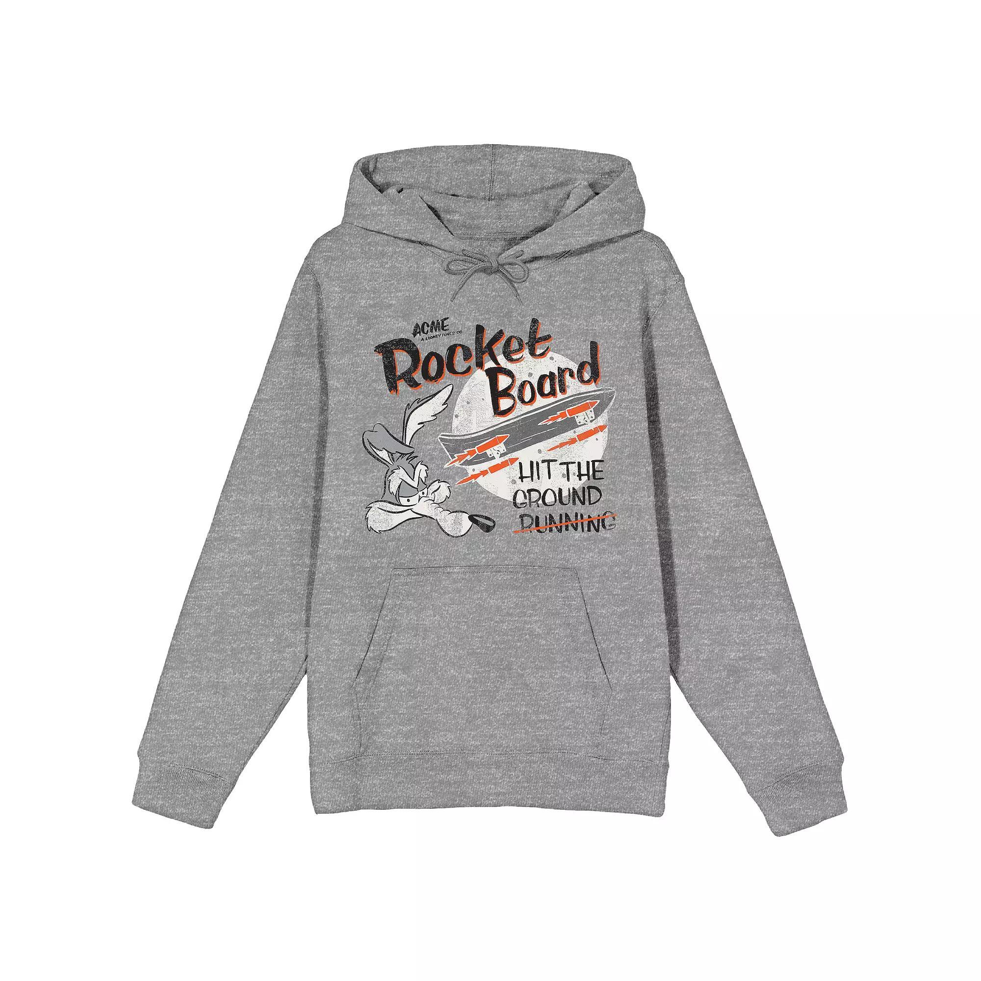 Men's Looney Tunes Wile E. Coyote Hooded Sweatshirt, Size: Medium, Gray Product Image