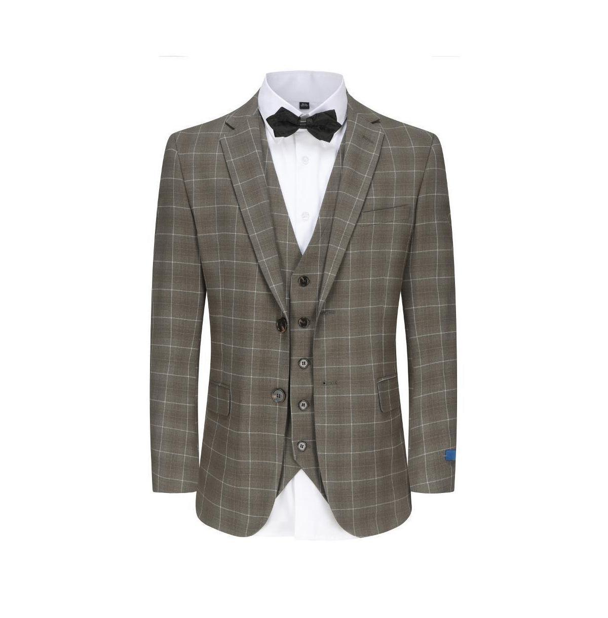 Slim Fit 3PC Elegant Check Mens Suit Product Image