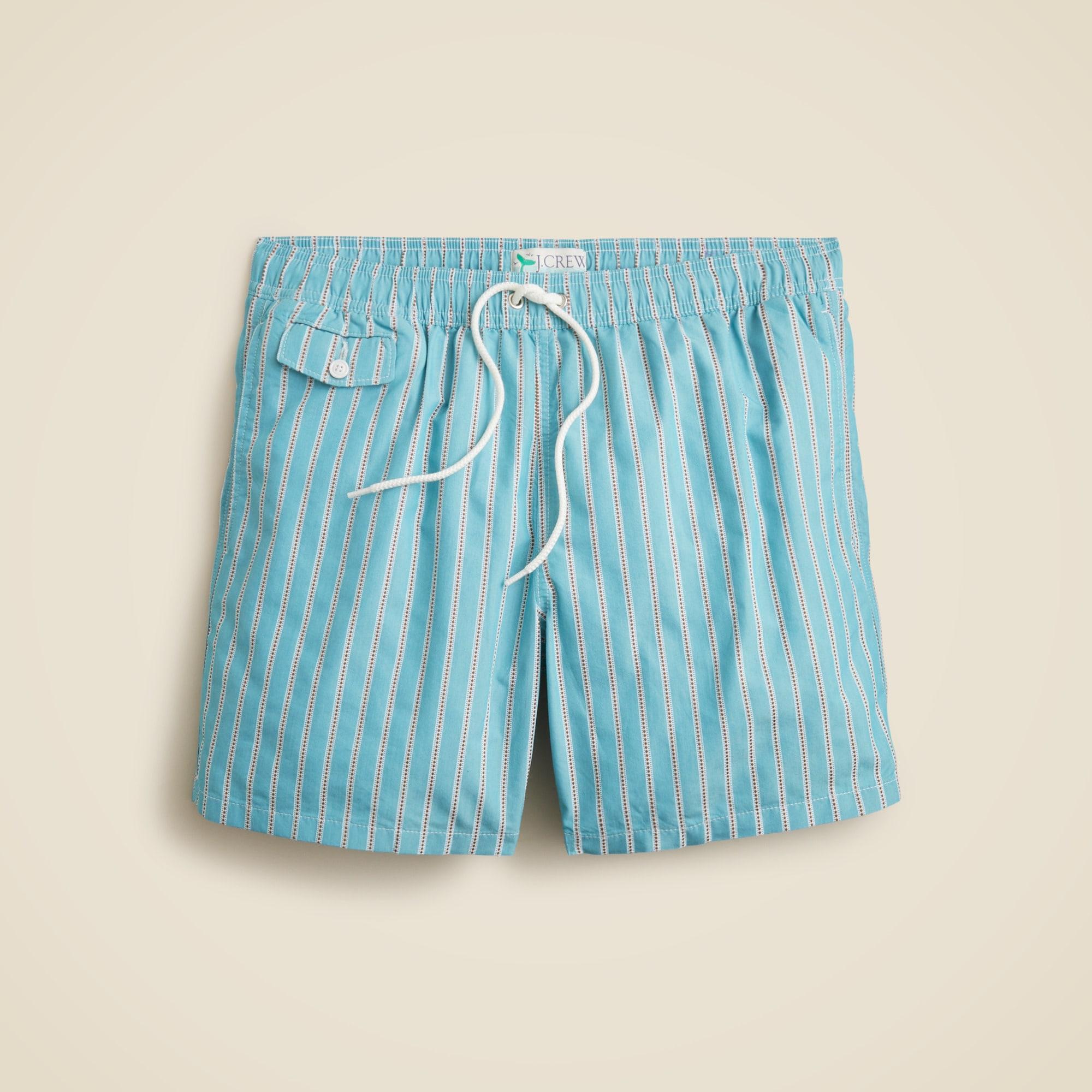 6" cotton-nylon blend dobby swim trunk in stripe Product Image