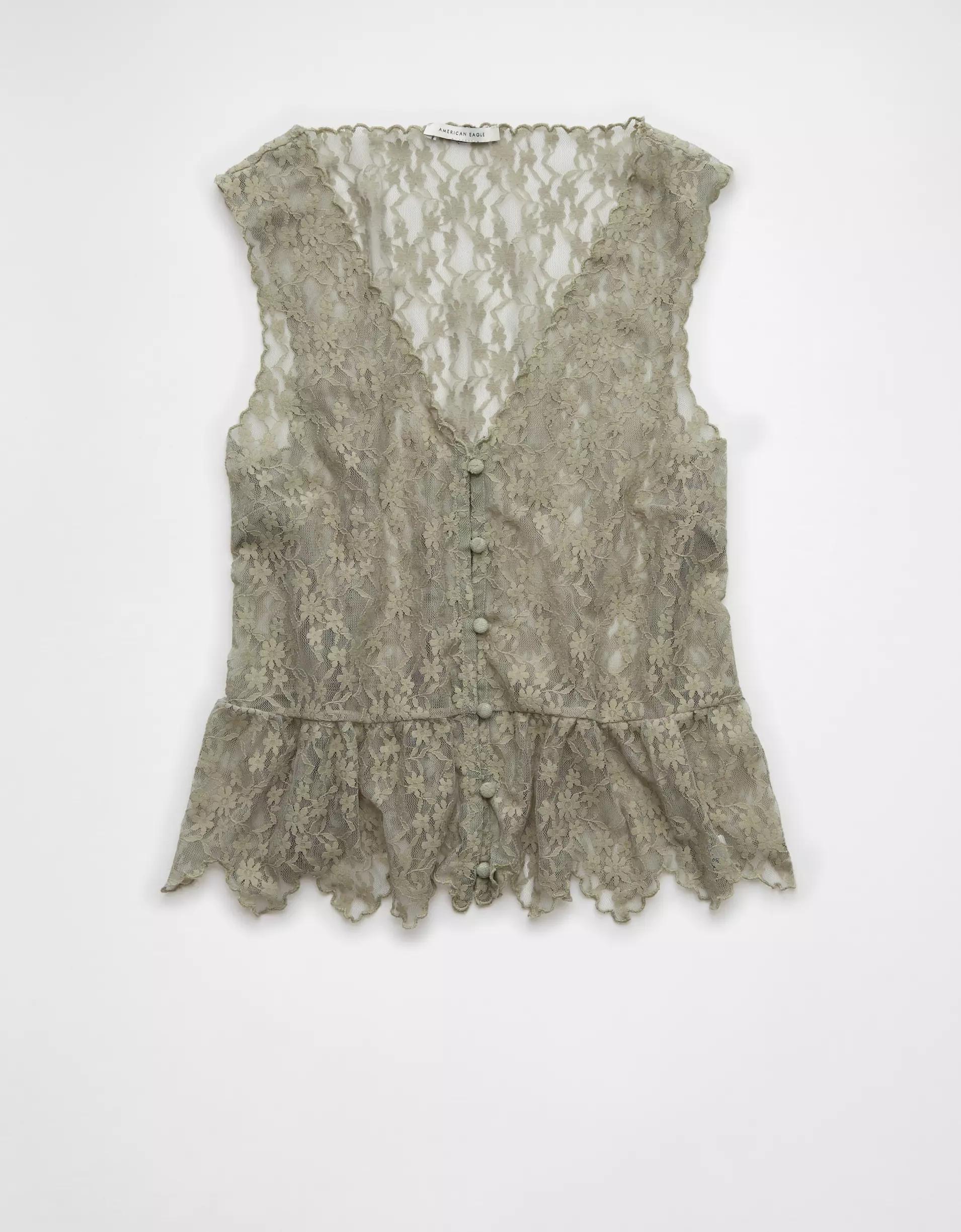 AE Lace Button-Up Vest Product Image