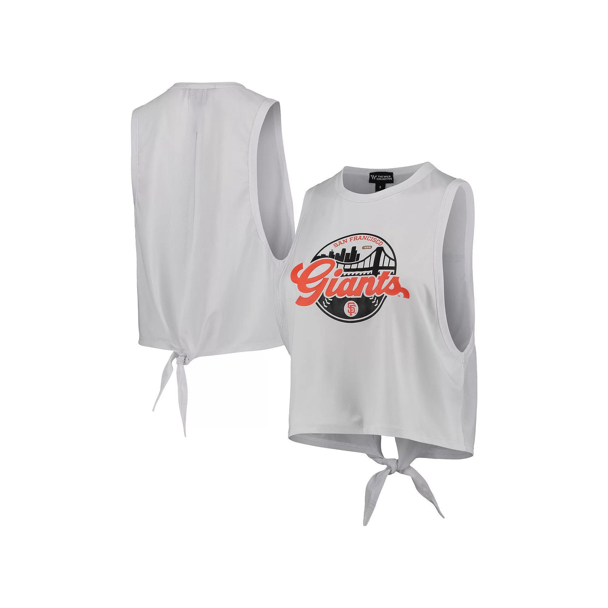 Women's The Wild Collective White San Francisco Giants Open Back Twist-Tie Tank Top, Size: Large Product Image