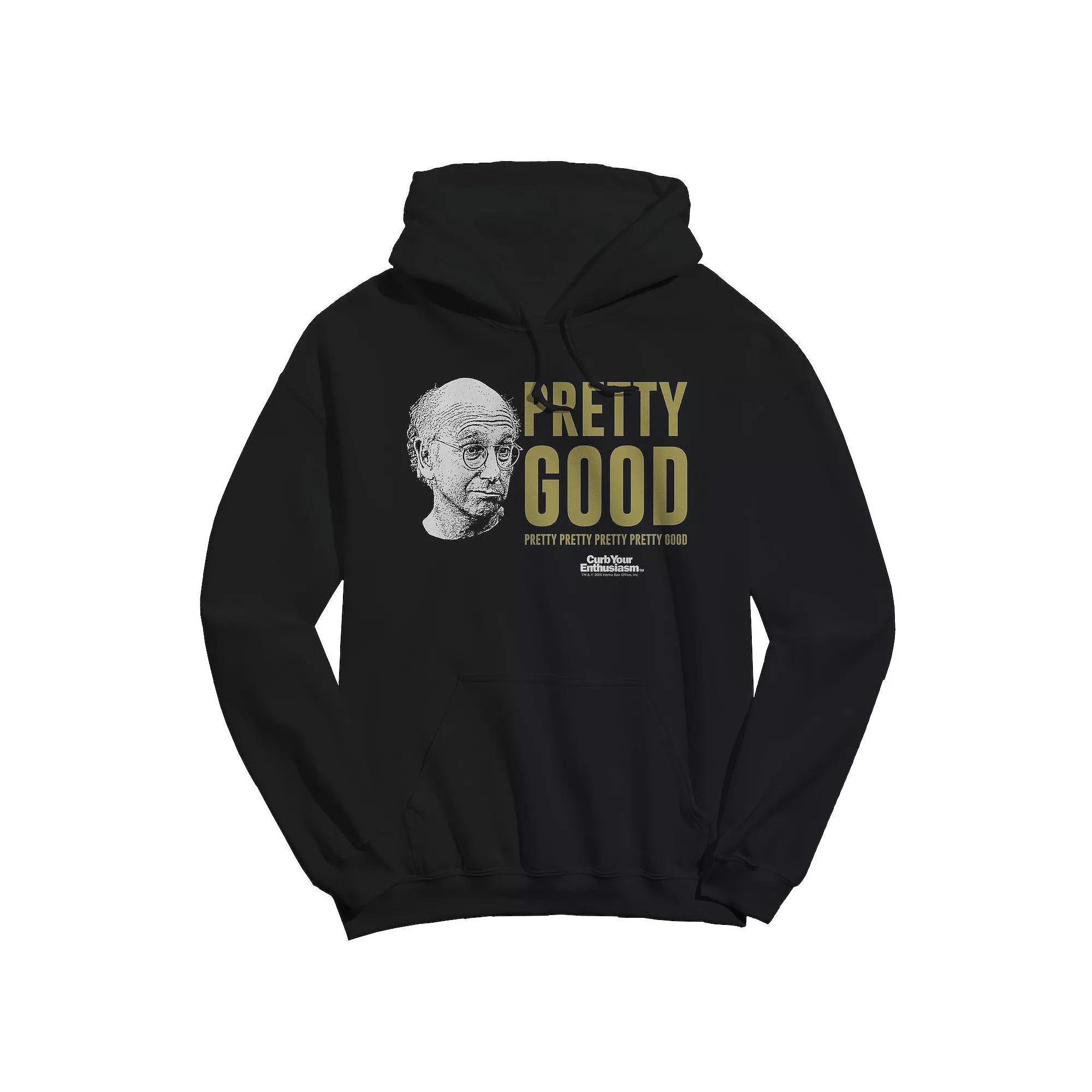 Men's Pretty Good Larry Face Curb Your Enthusiasm Graphic Fleece Hoodie, Size: Large, Black Product Image