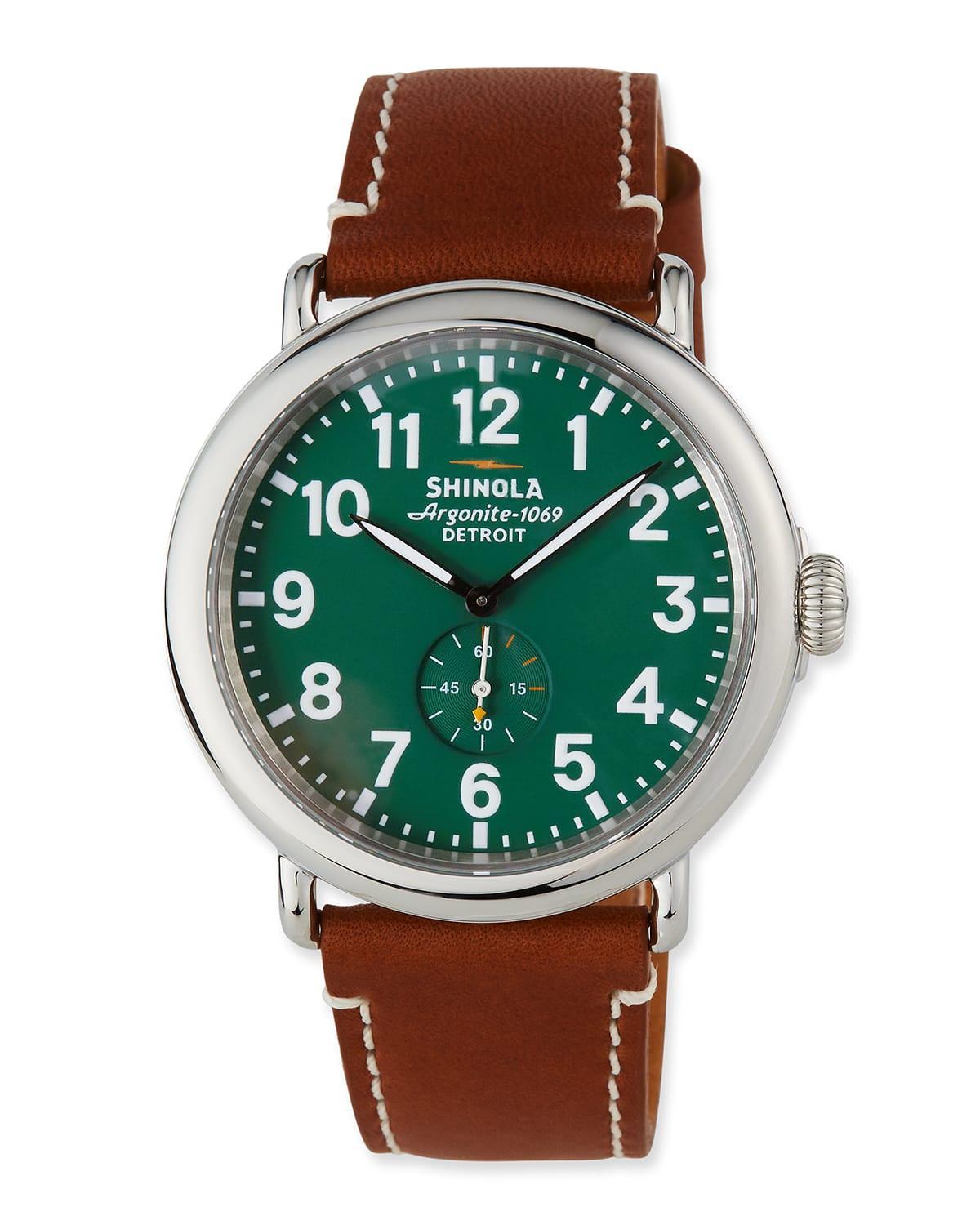 Mens 47mm Runwell Mens Watch, Green/Brown Product Image