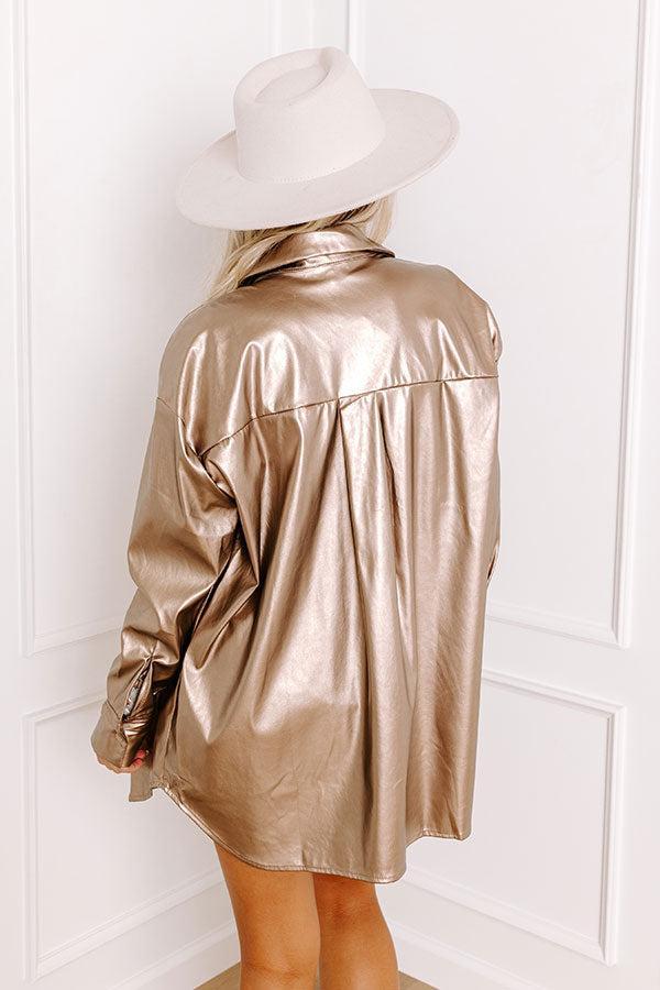 Sip Of Champagne Faux Leather Button Up Product Image