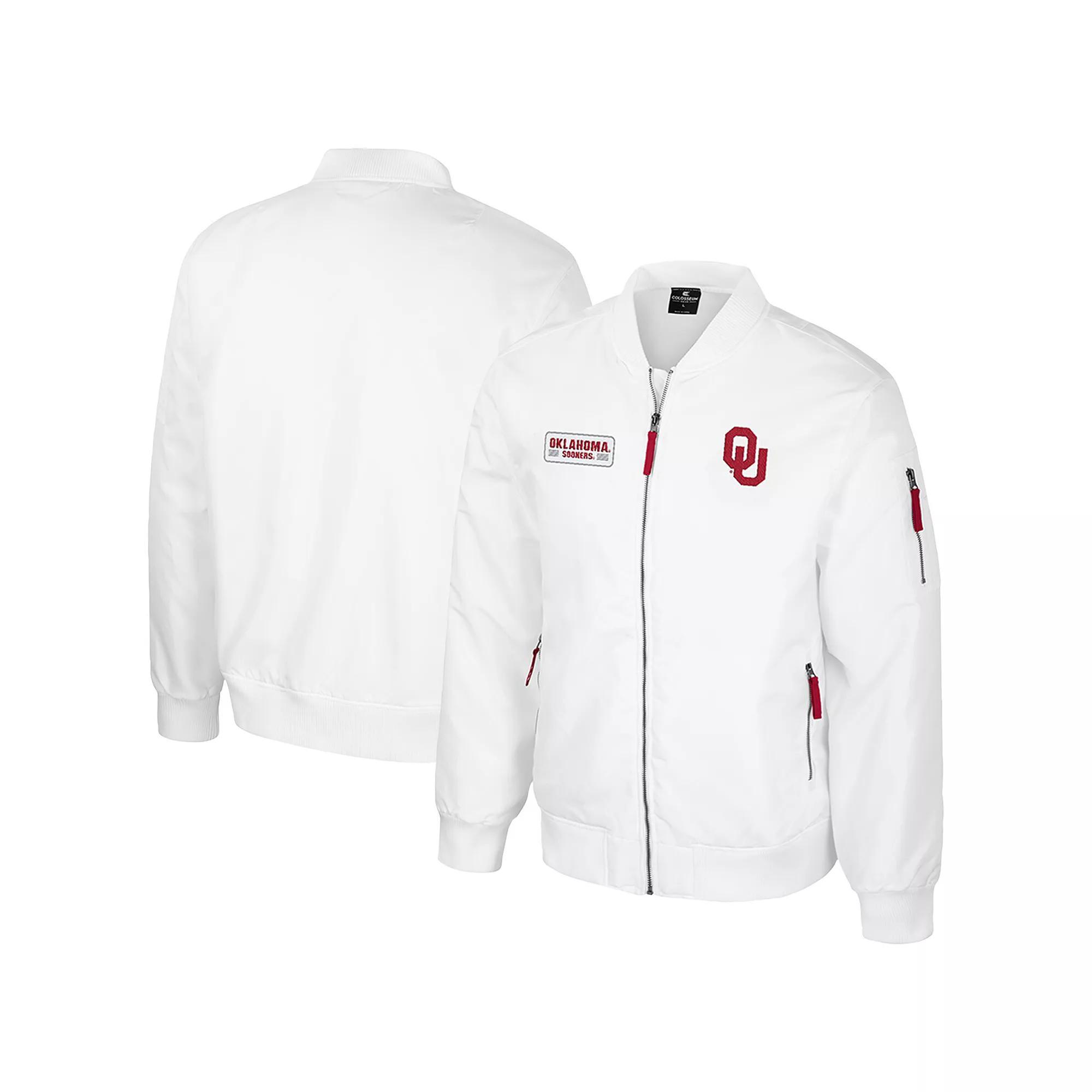 Men's Colosseum Oklahoma Sooners White Rabbit Full-Zip Bomber Jacket, Size: XL Product Image