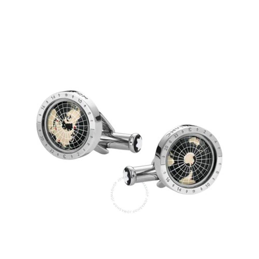 MONTBLANC 1858 Geosphere Cufflinks Black In Silver Product Image