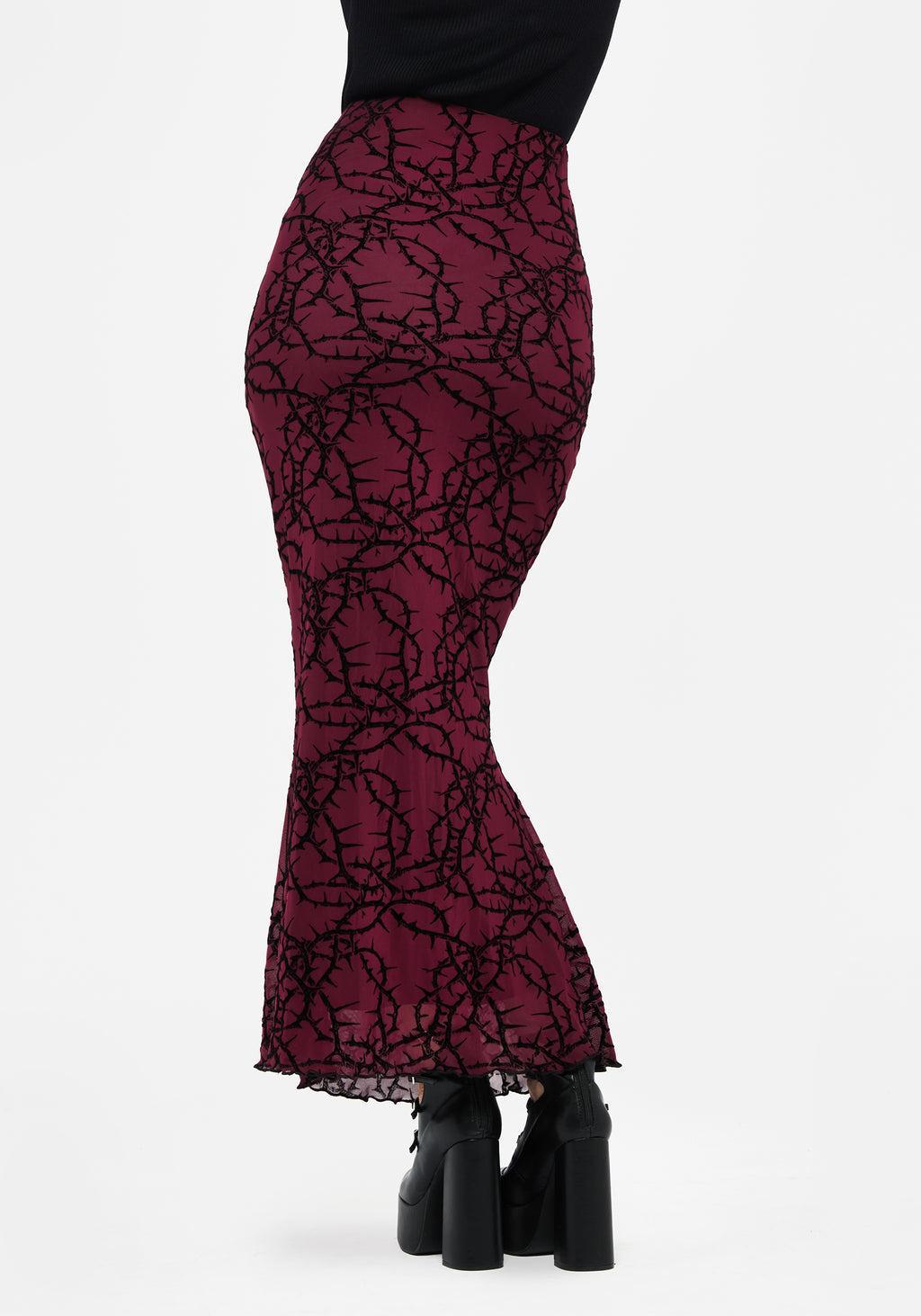 Prickle Thorn Print Mesh Mermaid Maxi Skirt Product Image