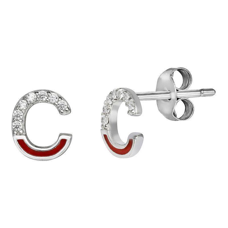 PRIMROSE Sterling Silver Cubic Zirconia Initial Stud Earrings, Womens, White Product Image