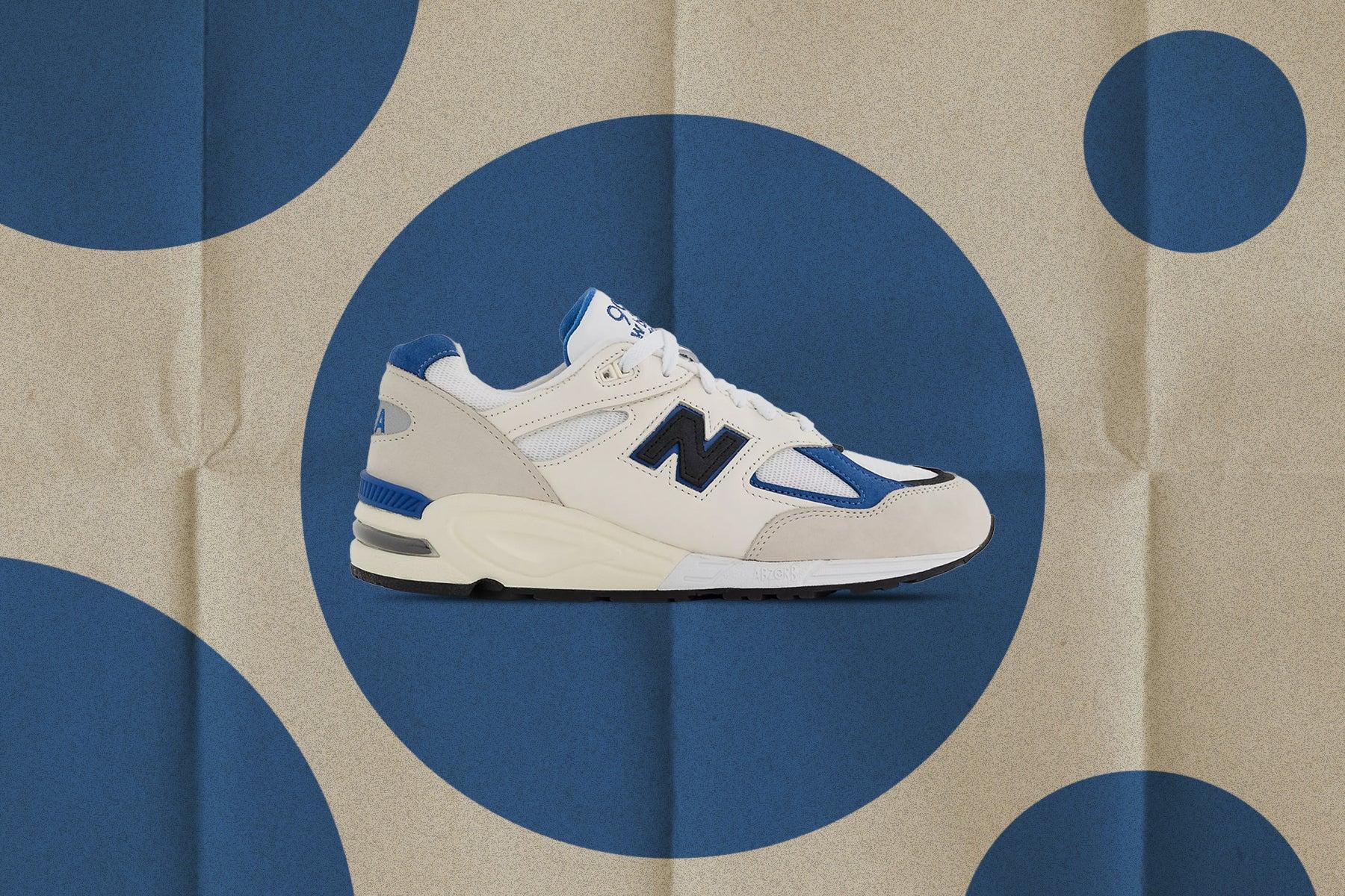 New Balance 990v2 Made in USA - White/Blue Male Product Image