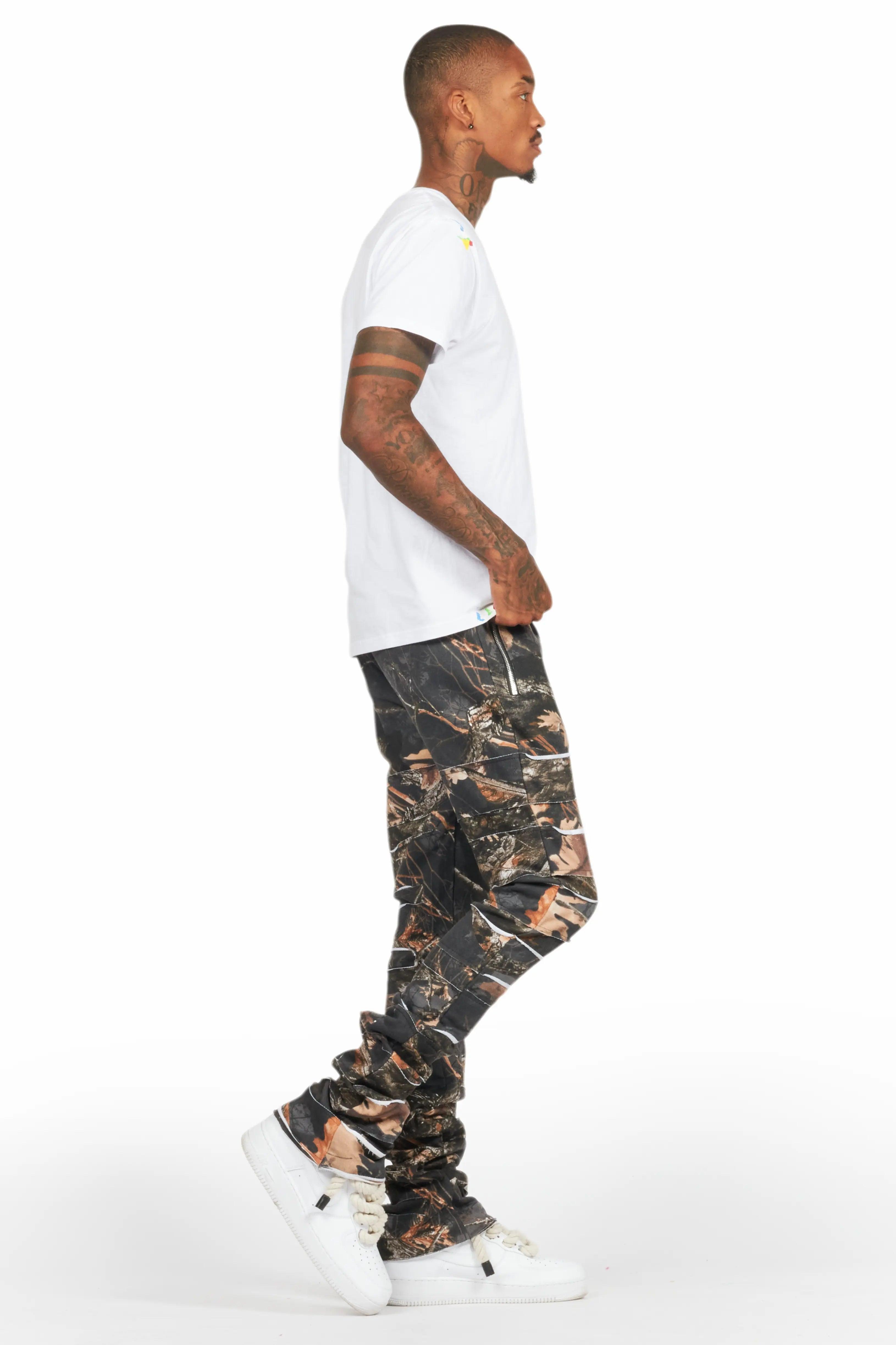 Emilio Black Tree Camo Stacked Flare Track Pant Male Product Image