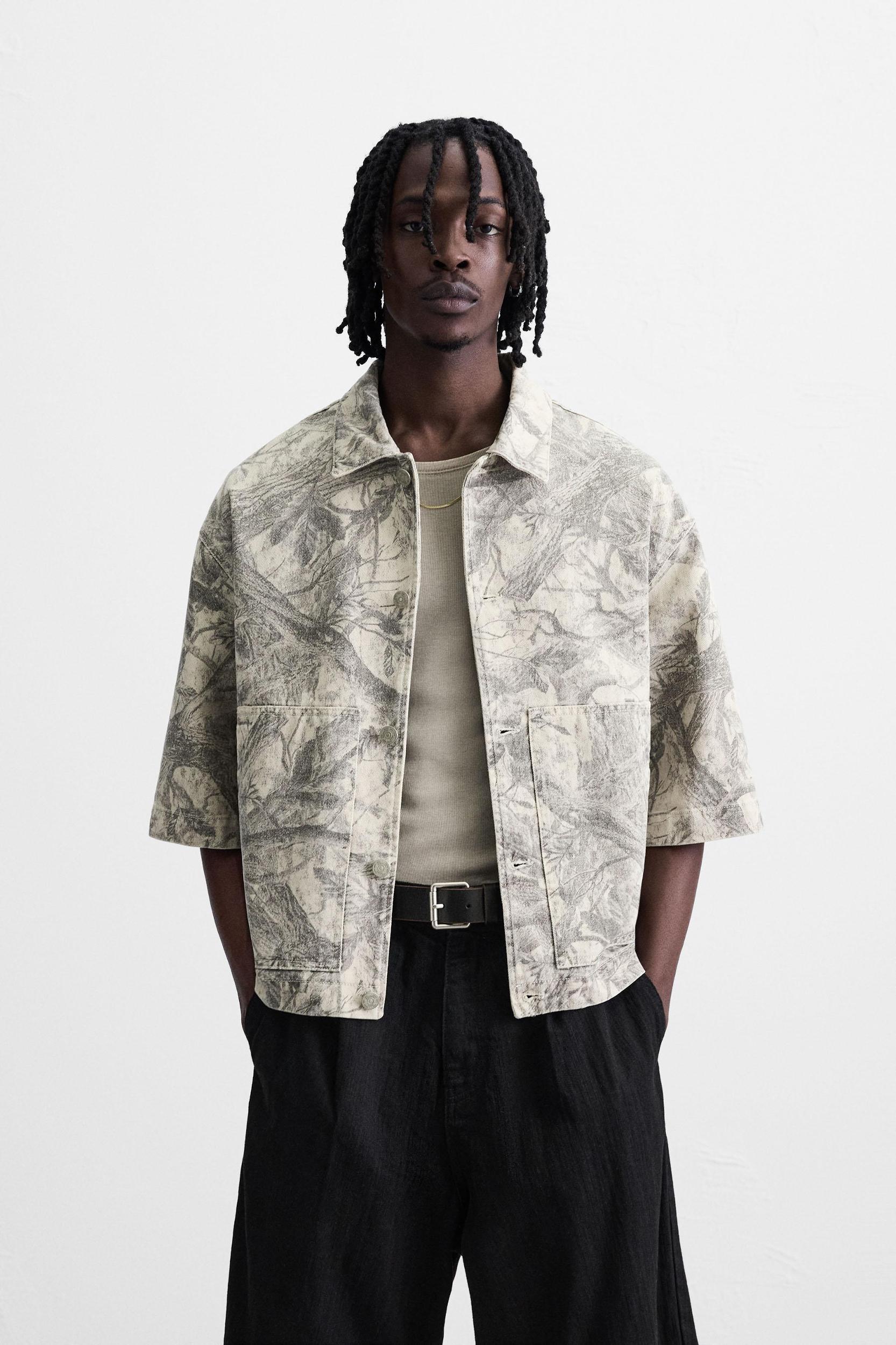 WASHED ABSTRACT PRINT OVERSHIRT Product Image