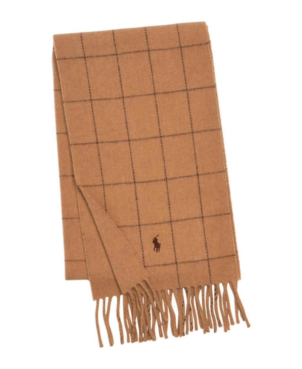 POLO RALPH LAUREN Men's Reversible Windowpane Scarf In Camel,teak Product Image