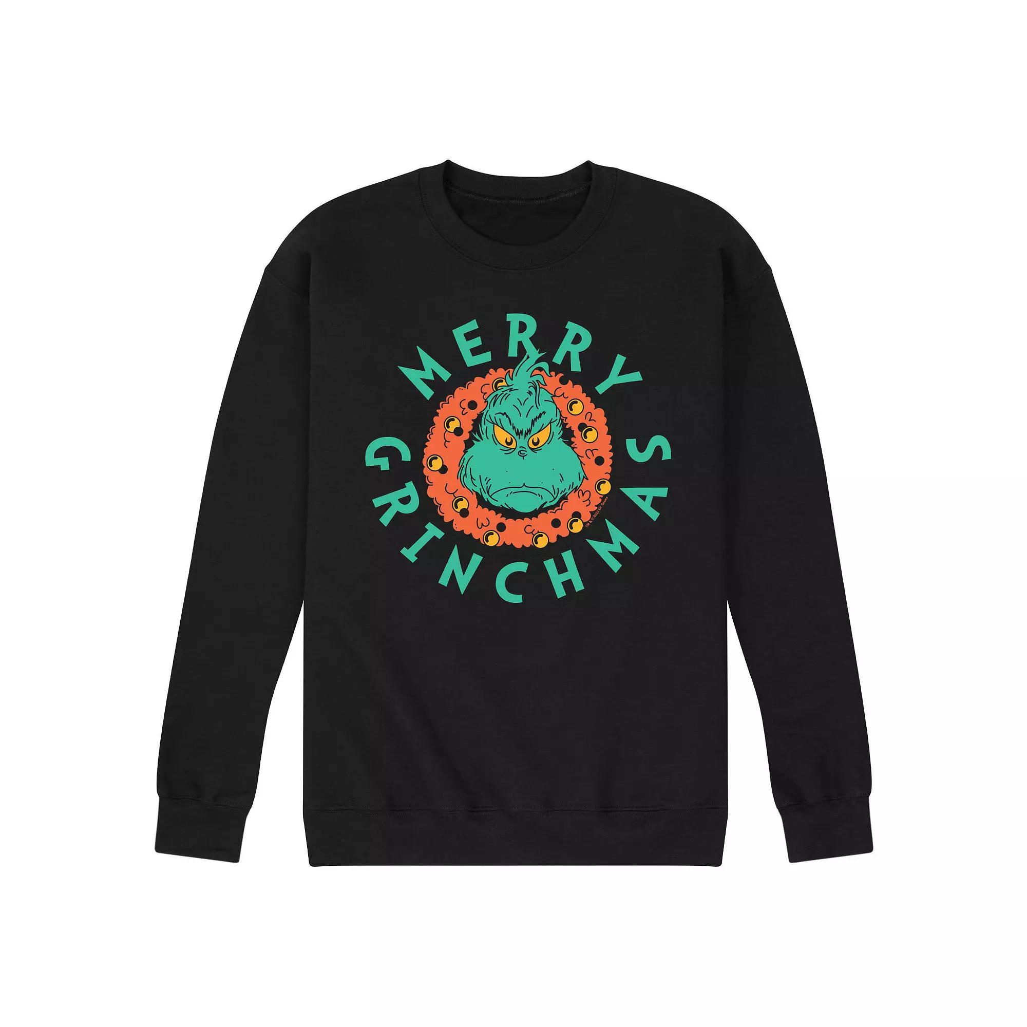 Men's Dr. Seuss The Grinch Merry Grinchmas Fleece Sweatshirt, Size: XL, Black Product Image