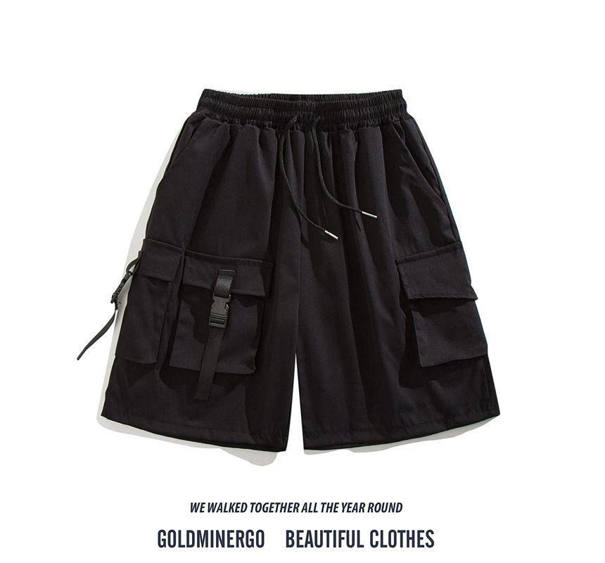 Drawstring-Waist Loose Fit Cargo Shorts Product Image