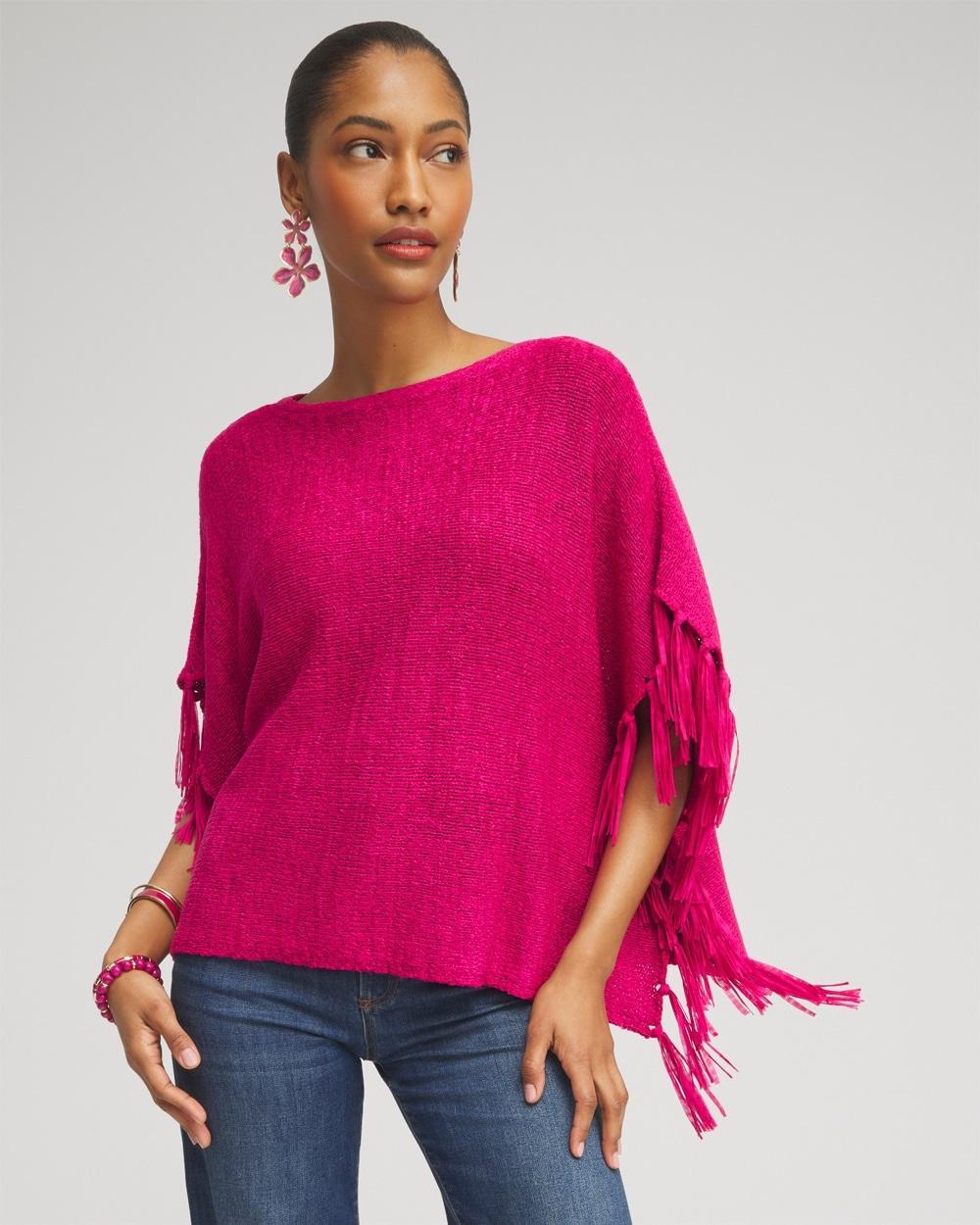 Fringe Knit Poncho Product Image