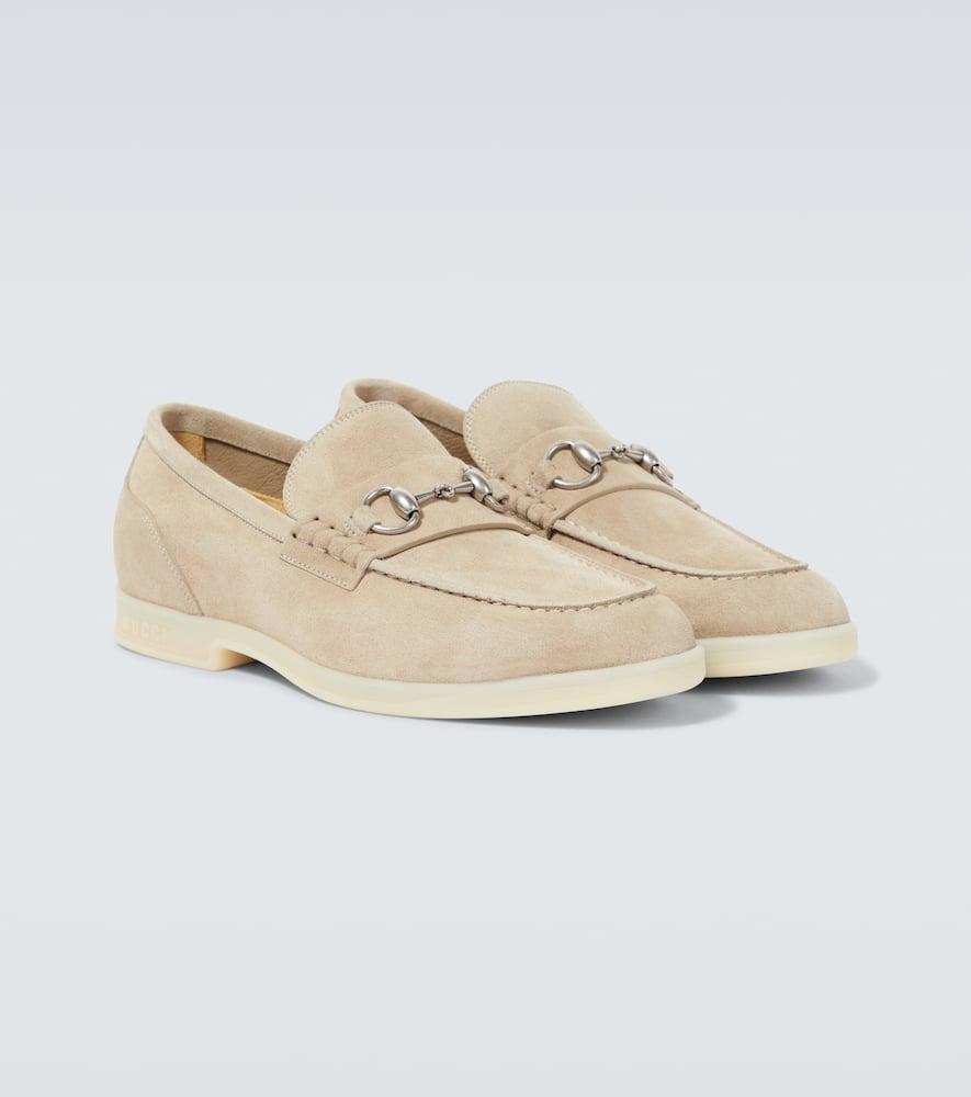 GUCCI Horsebit Suede Loafers In Neutrals Product Image